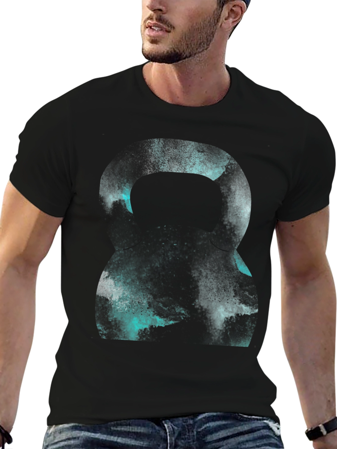 Abstract Kettlebell Graphic Black T-Shirt