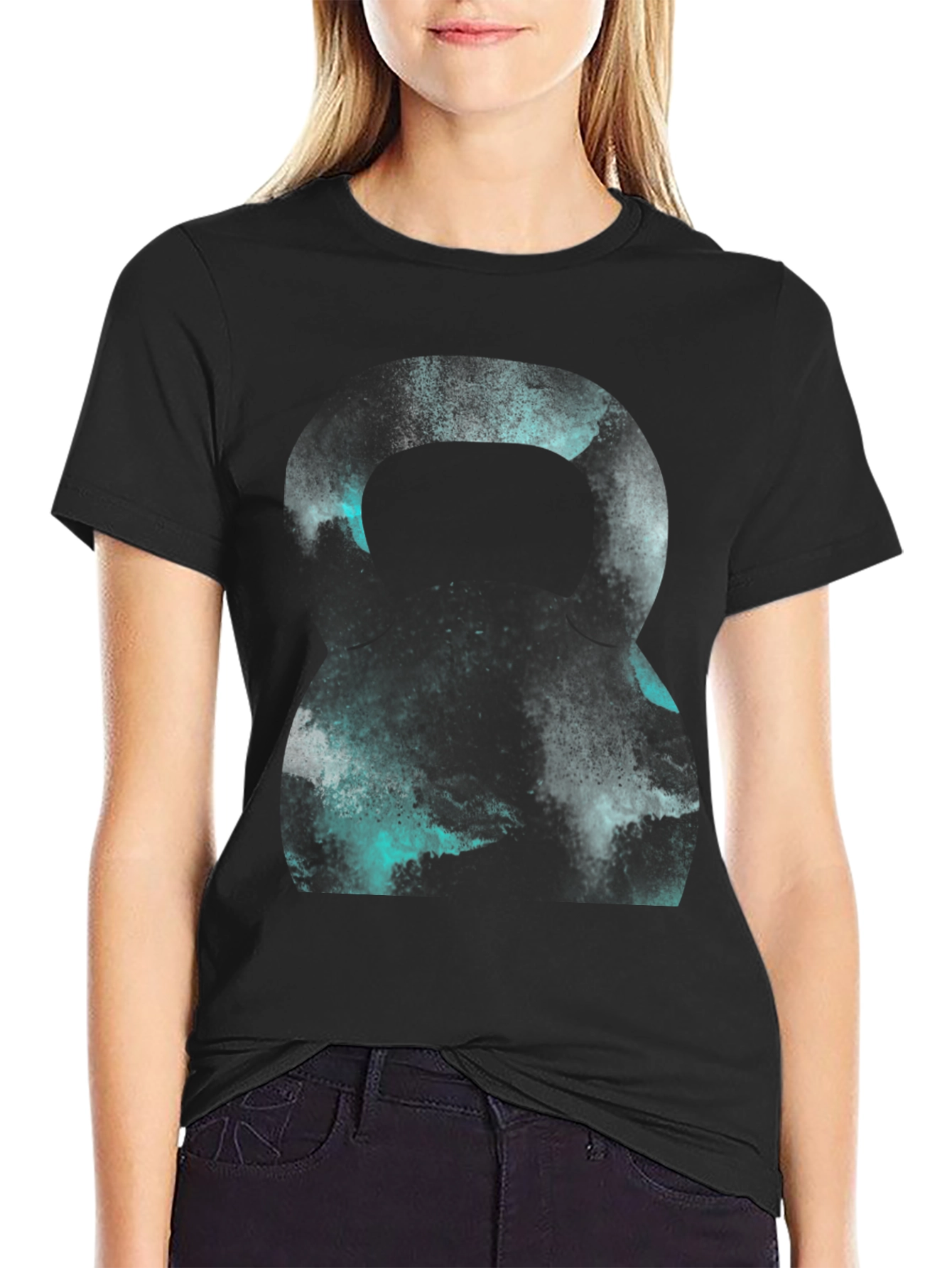 Abstract Kettlebell Graphic Black T-Shirt