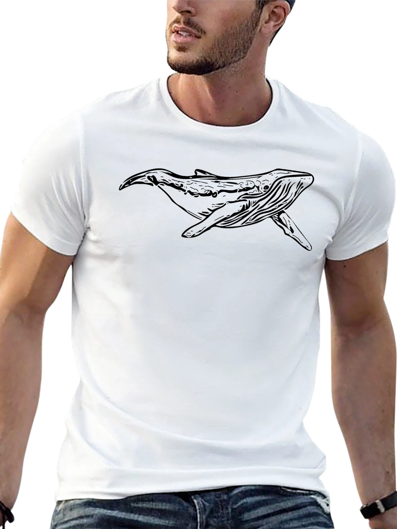 Whale Graphic Tee - Stylish Black Cotton T-Shirt