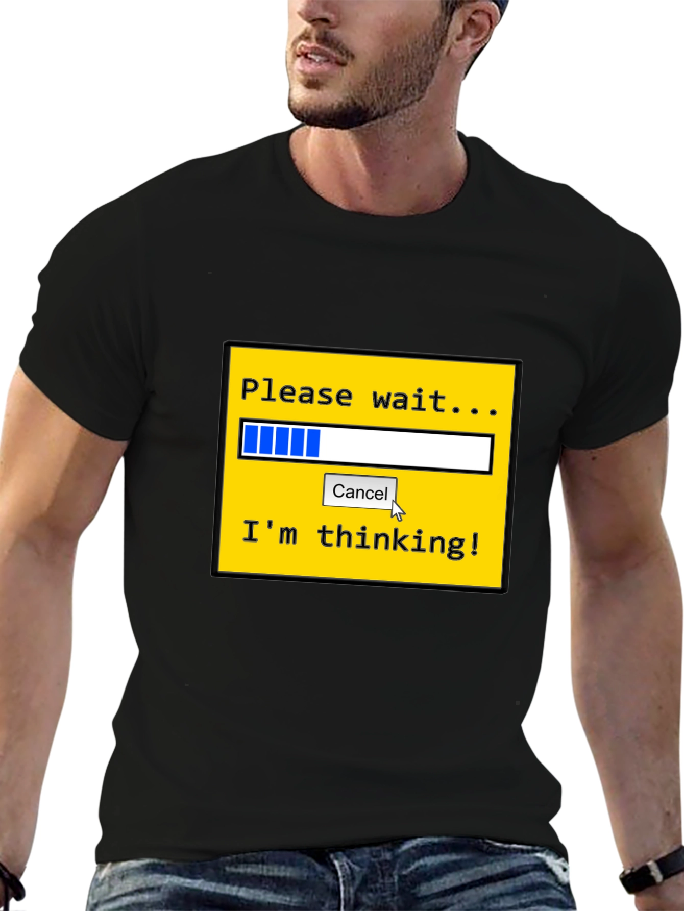 Thinking Loading Bar Graphic Tee - Black