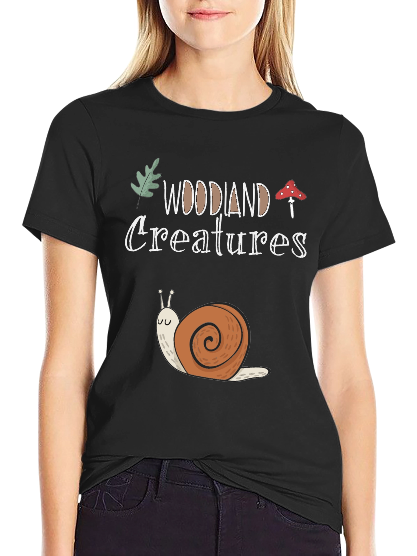 Woodland Creatures Snail Graphic T-Shirt