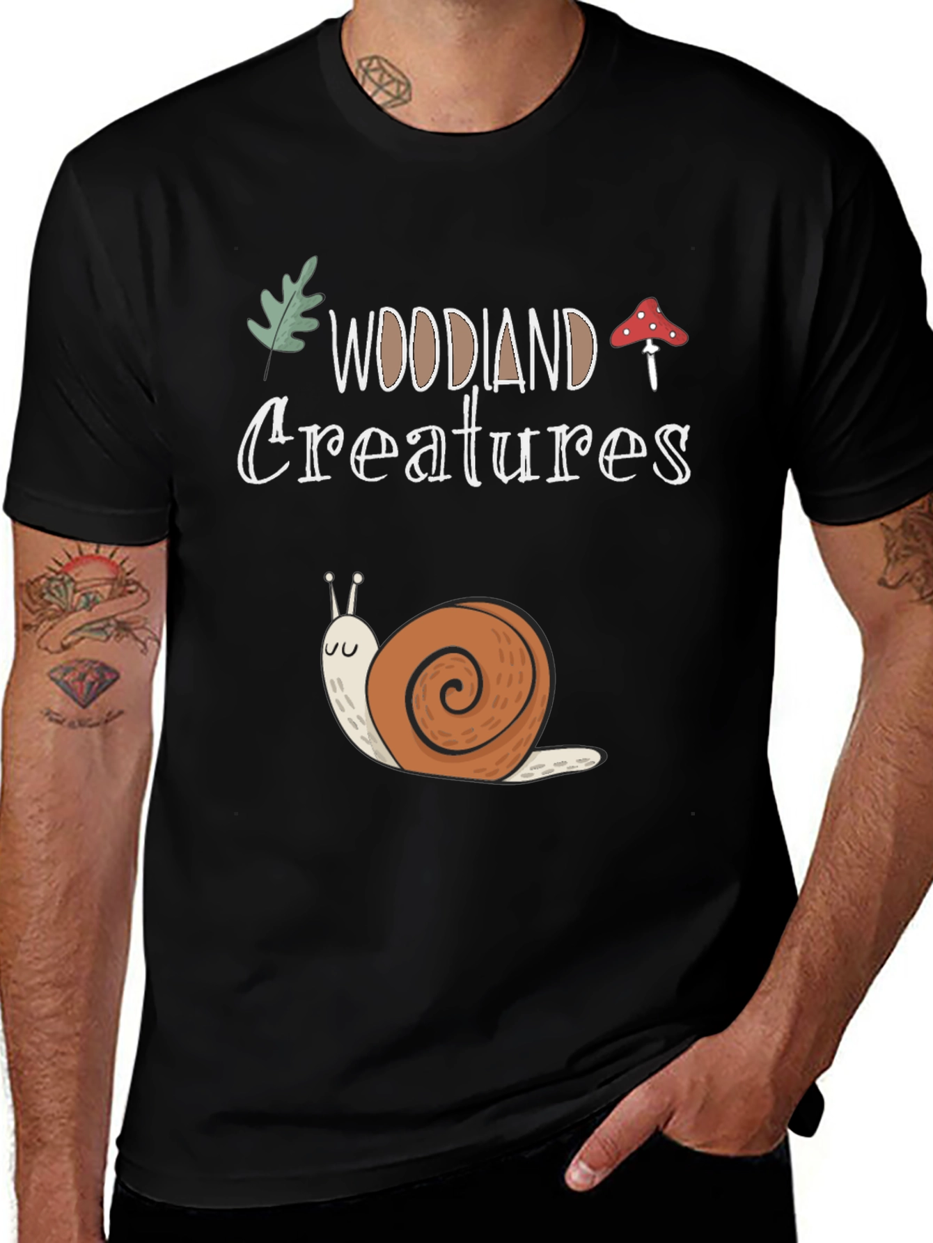Woodland Creatures Snail Graphic T-Shirt