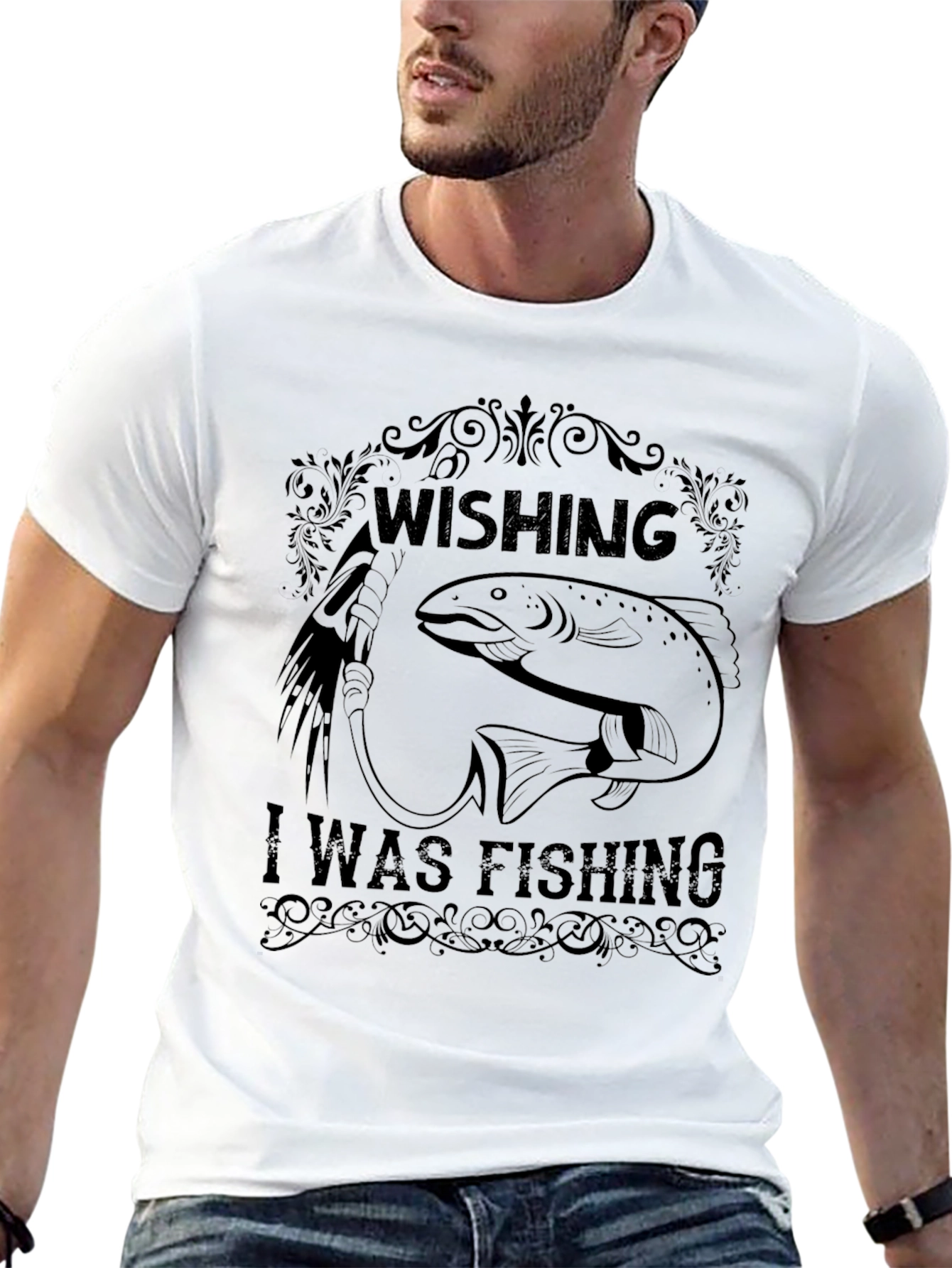 Wishing I Was Fishing T-Shirt - Angler Gift