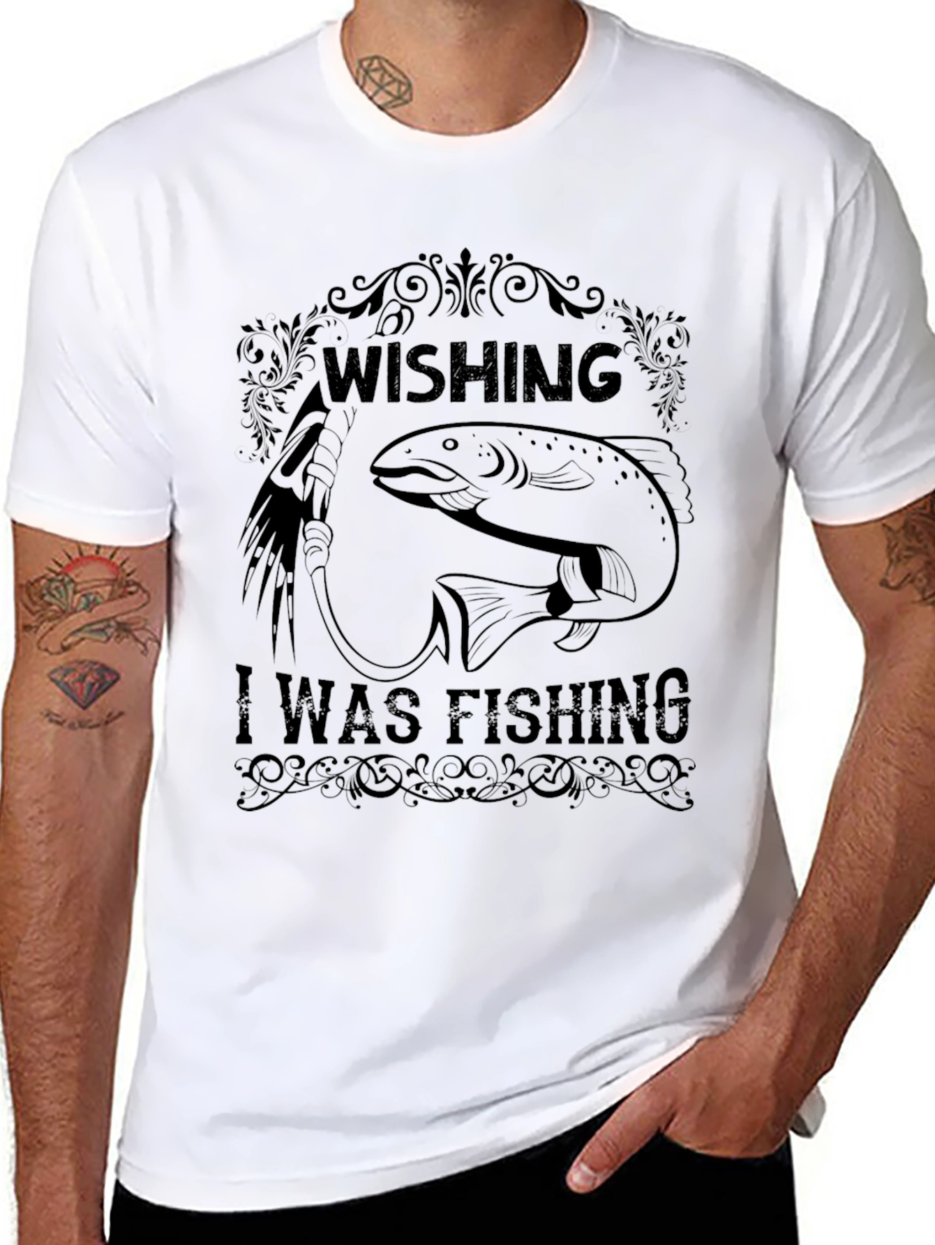 Wishing I Was Fishing T-Shirt - Angler Gift