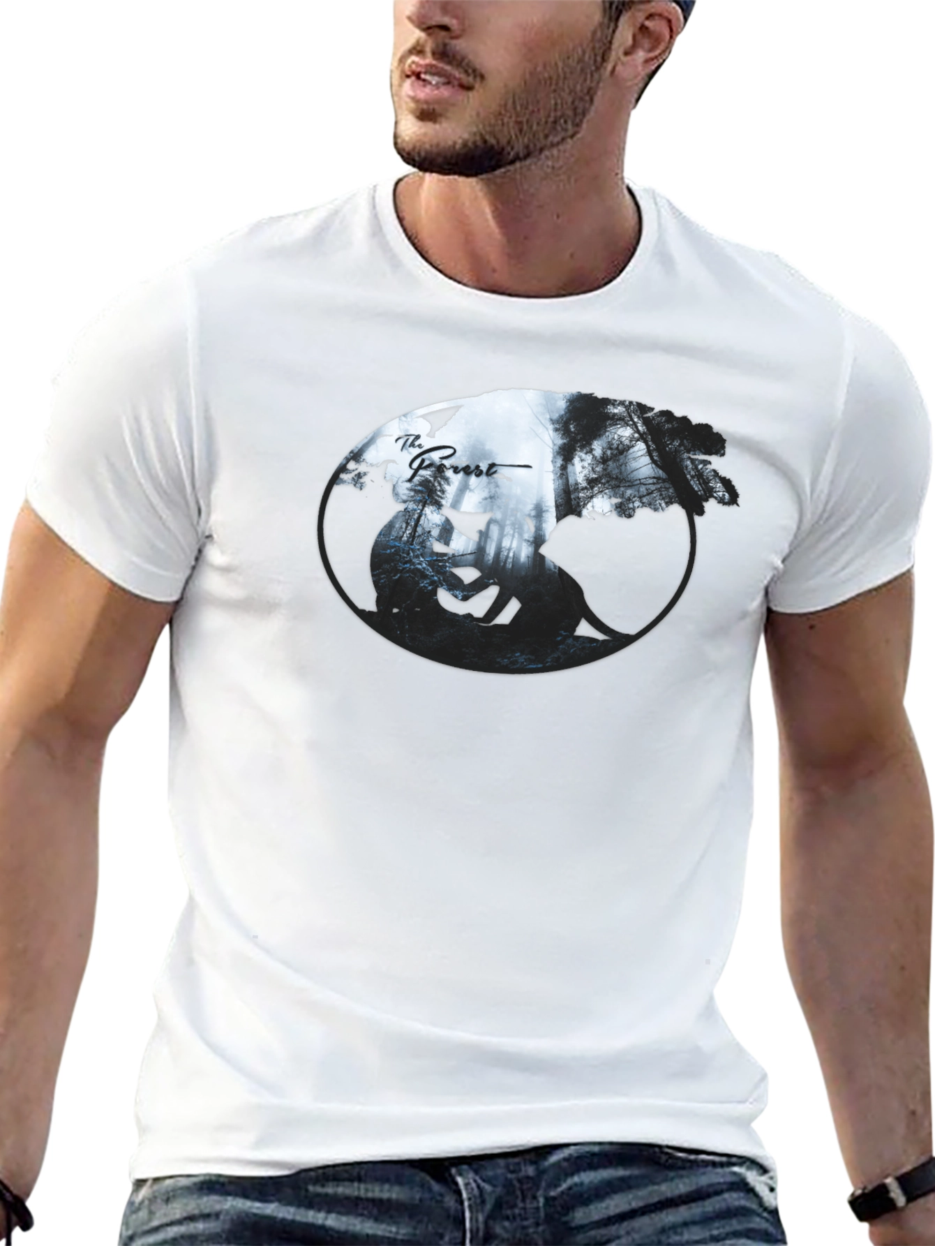 The Forest Yin Yang Graphic Black T-Shirt