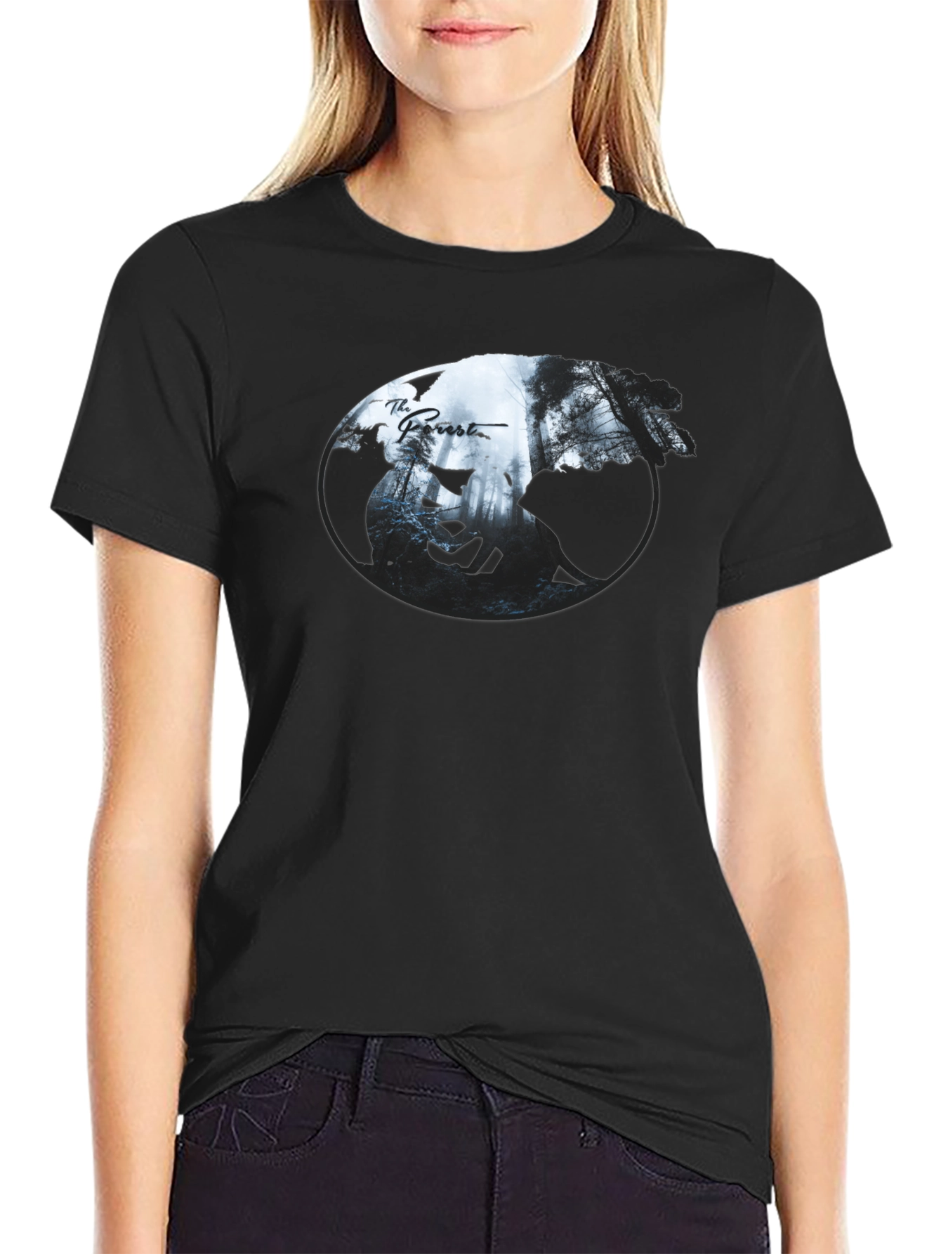 The Forest Yin Yang Graphic Black T-Shirt