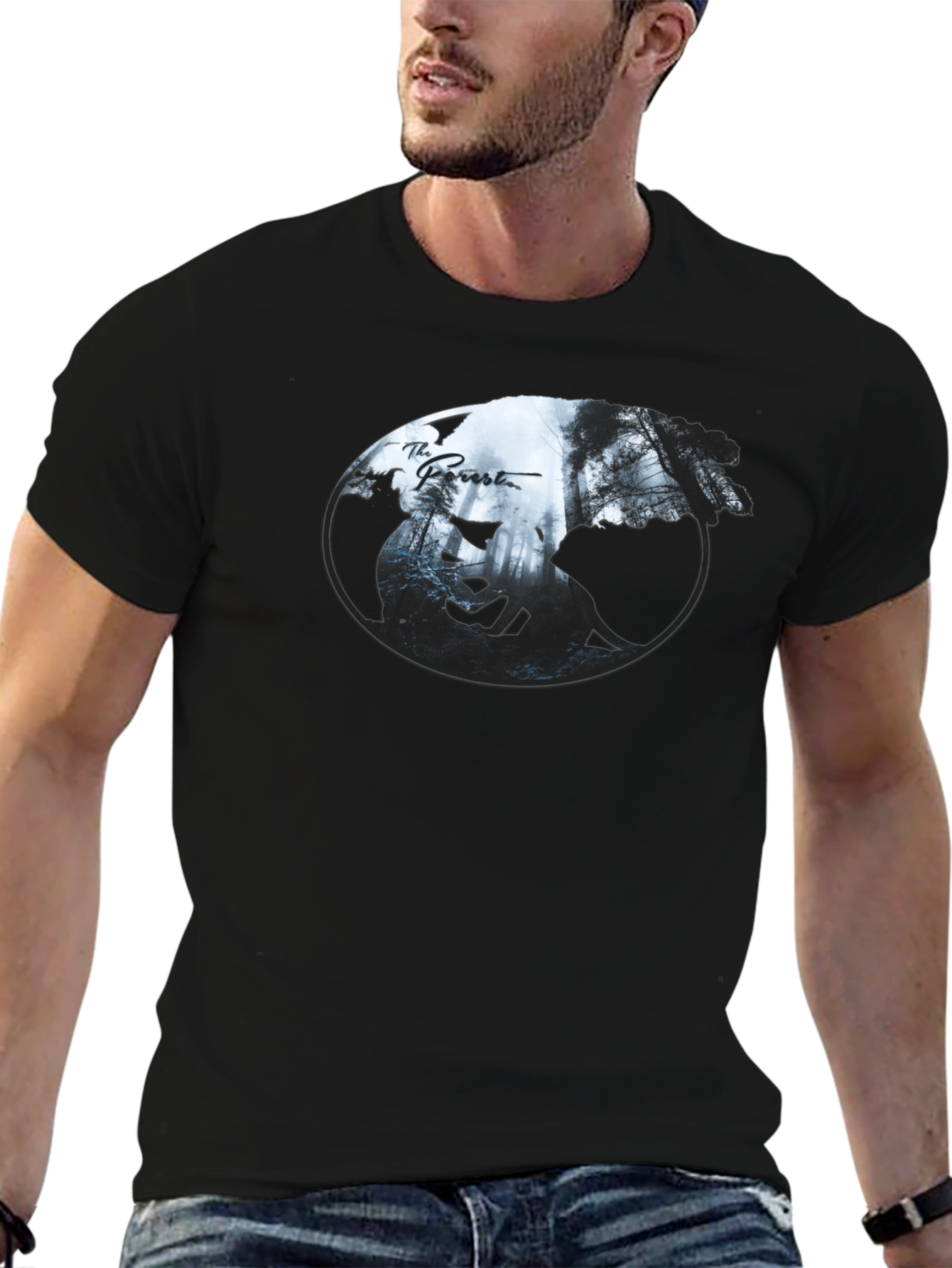The Forest Yin Yang Graphic Black T-Shirt