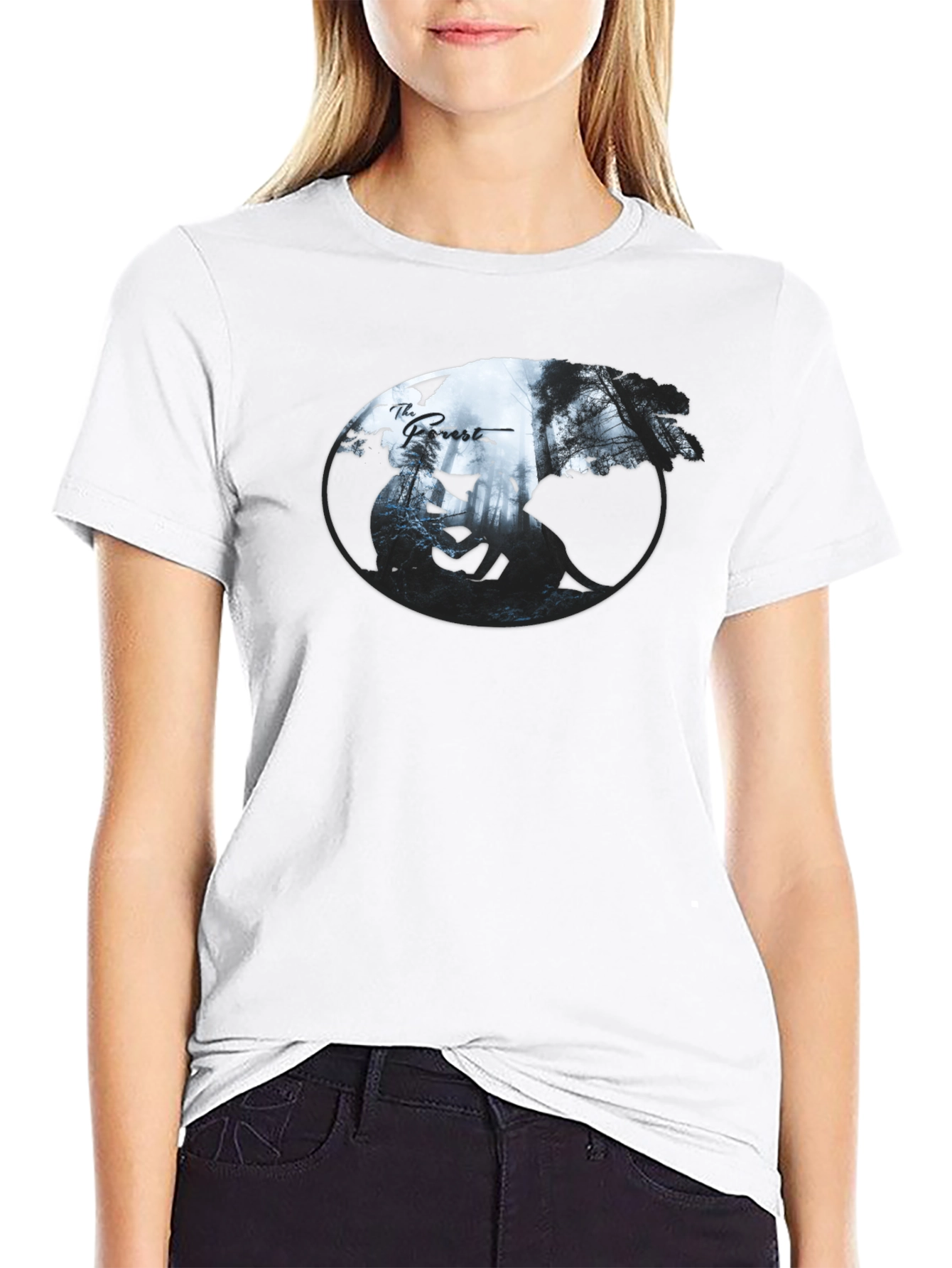 The Forest Yin Yang Graphic Black T-Shirt