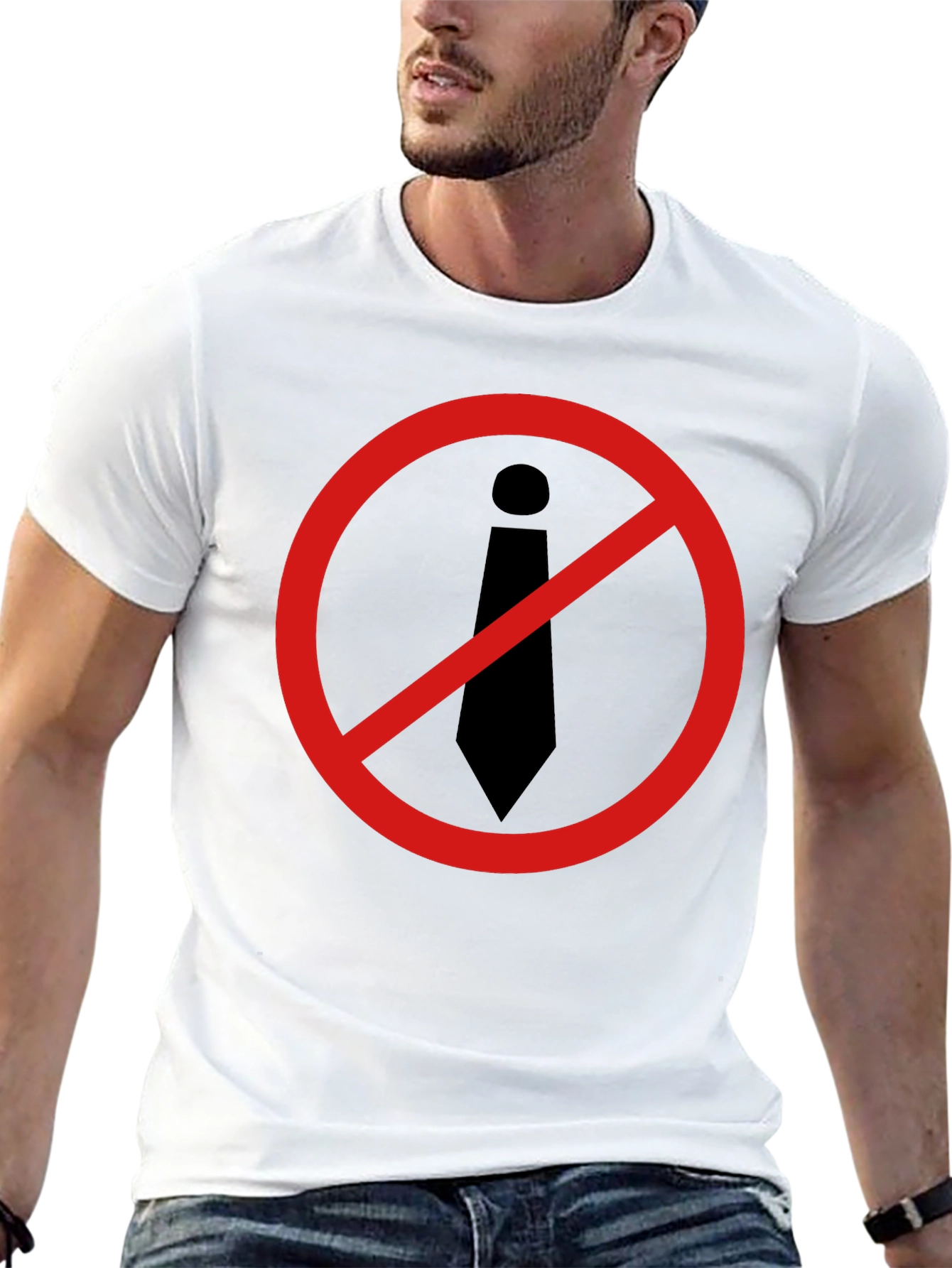 Anti-Tie Black T-Shirt - Office Rebellion!