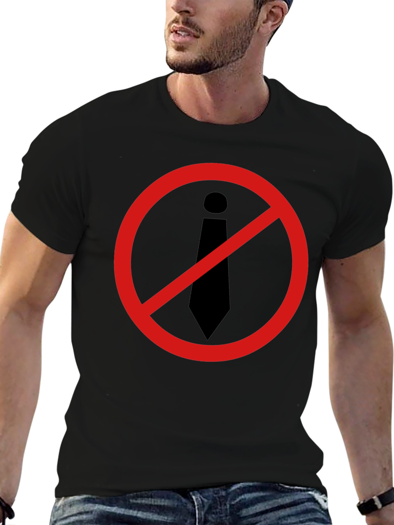 Anti-Tie Black T-Shirt - Office Rebellion!