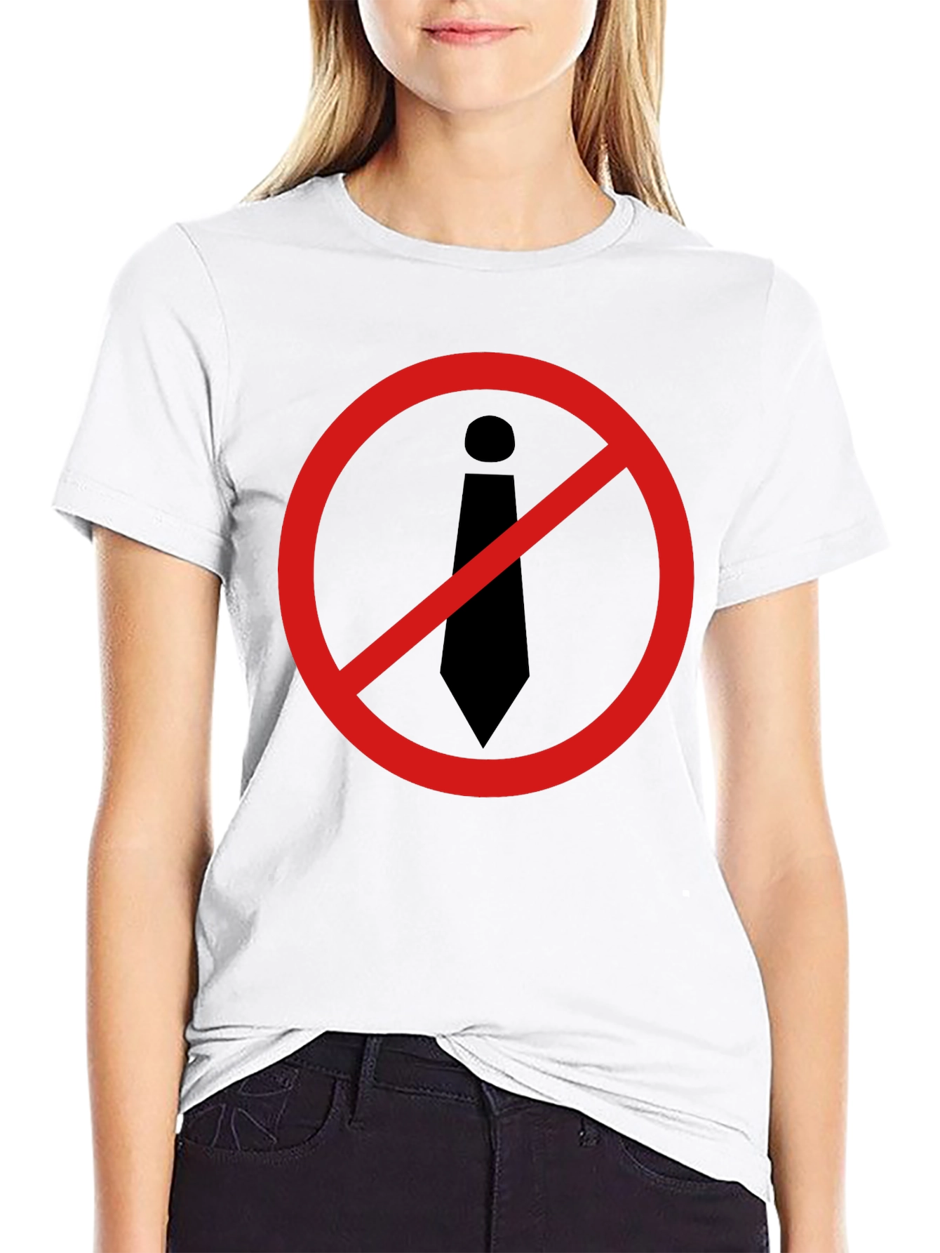 Anti-Tie Black T-Shirt - Office Rebellion!