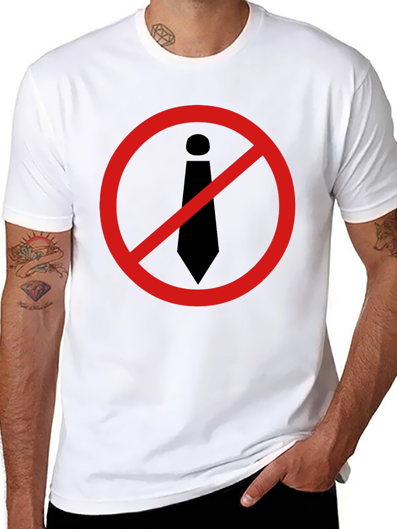 Anti-Tie Black T-Shirt - Office Rebellion!