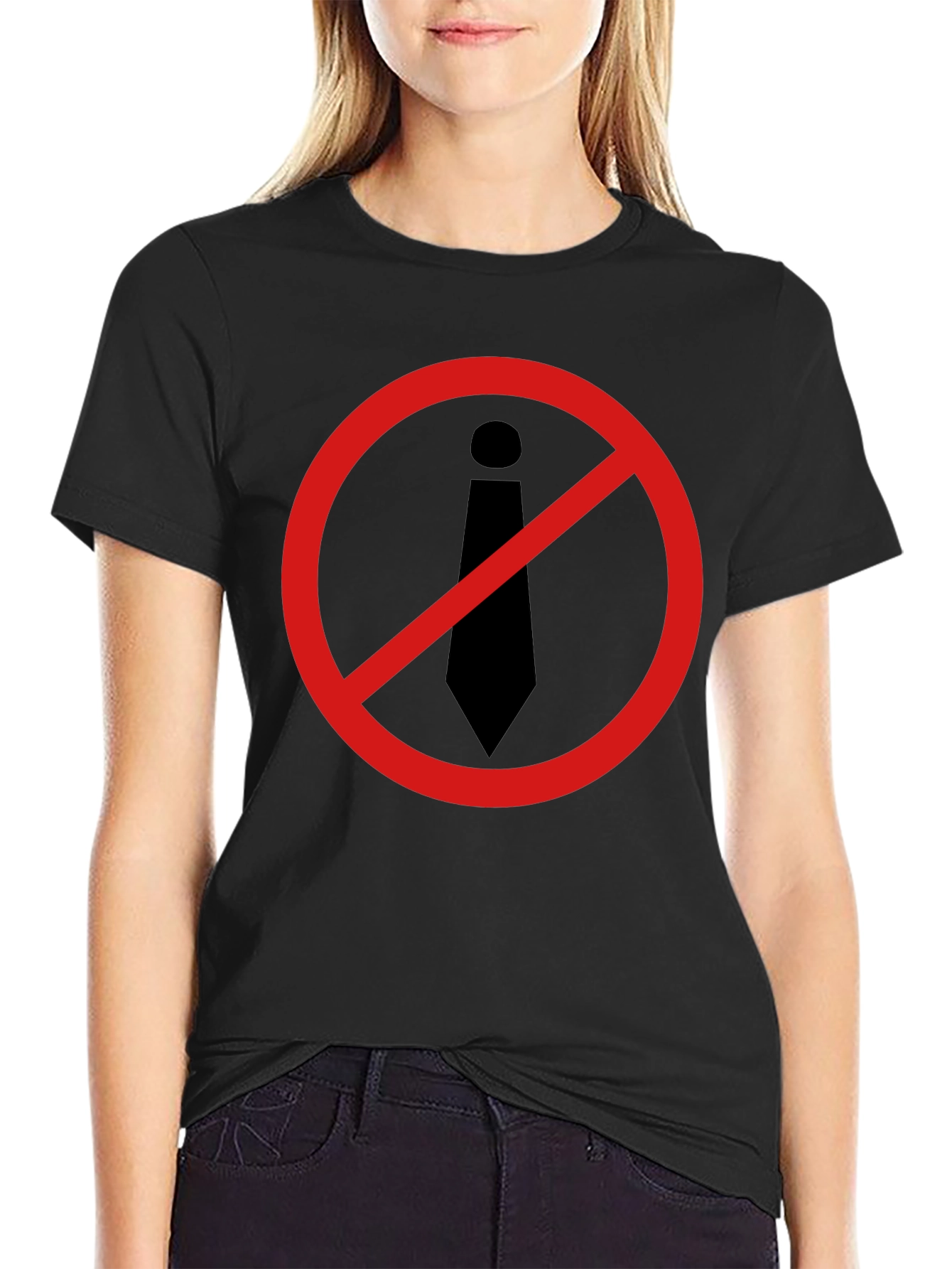 Anti-Tie Black T-Shirt - Office Rebellion!
