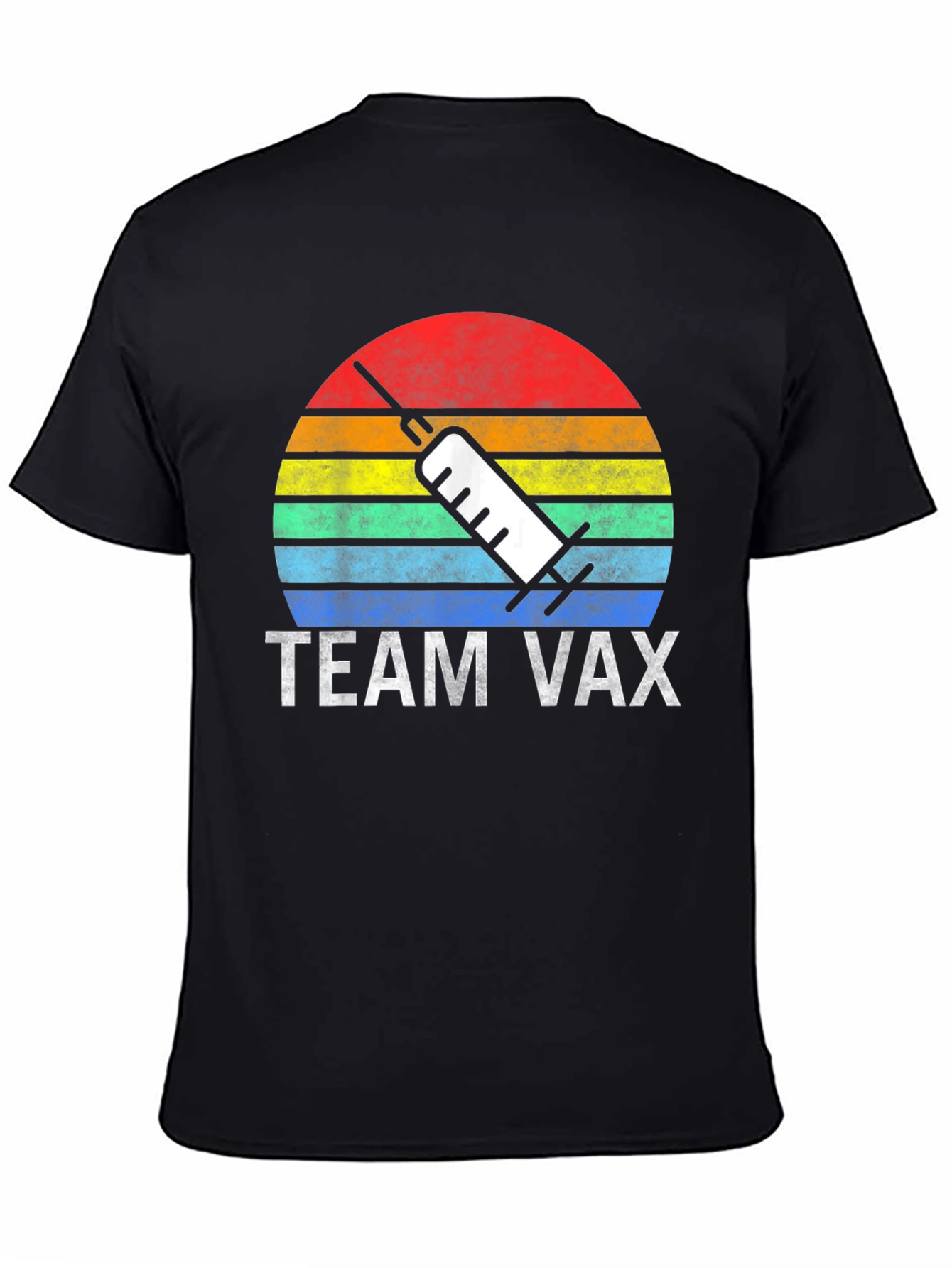 Team Vax T-Shirt Vaccine Syringe Sunset Graphic Tee