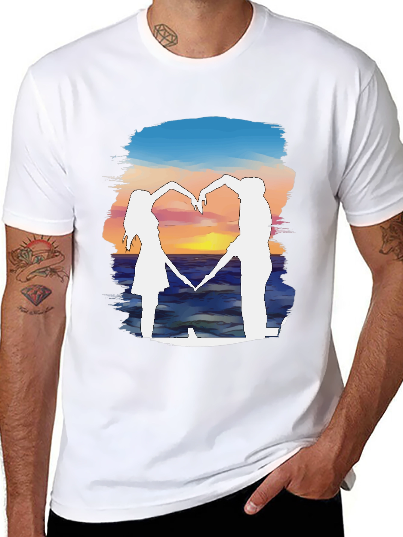Sunset Heart Silhouette Graphic Tee