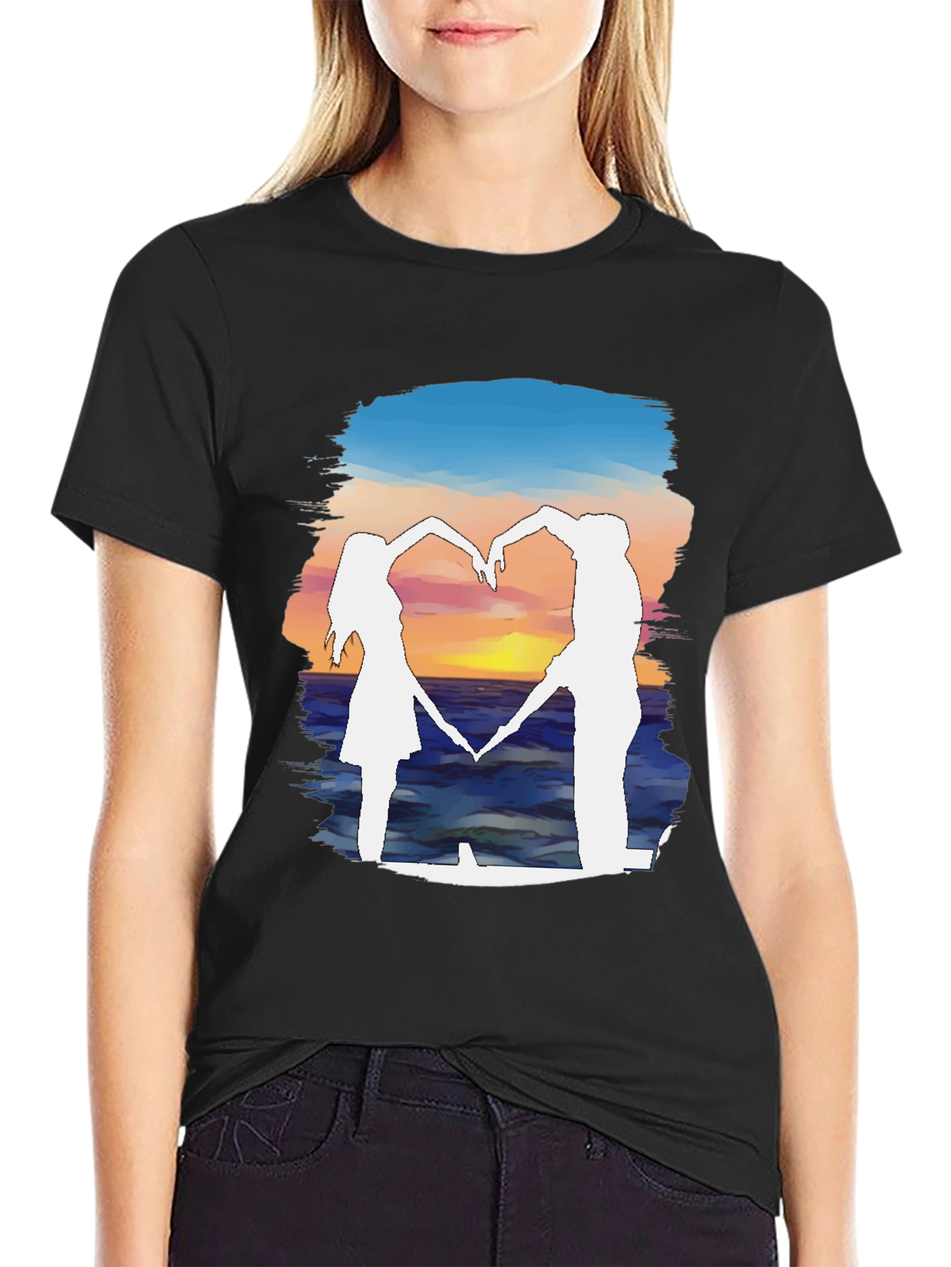 Sunset Heart Silhouette Graphic Tee