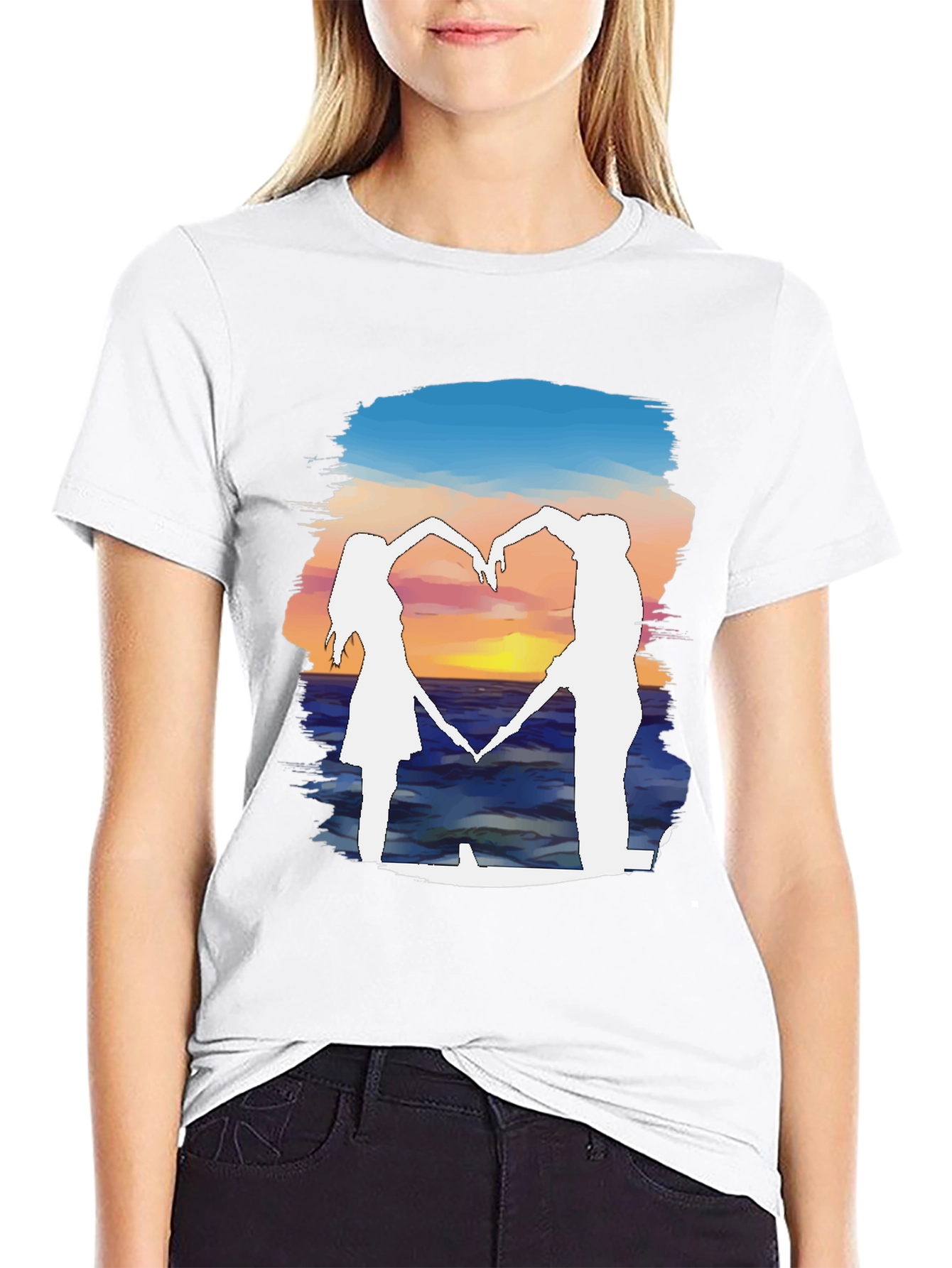 Sunset Heart Silhouette Graphic Tee