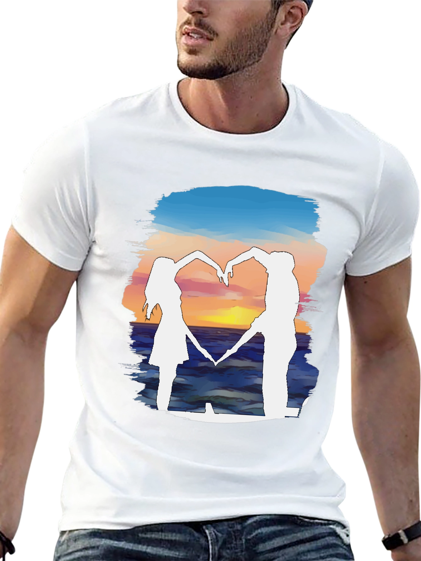 Sunset Heart Silhouette Graphic Tee