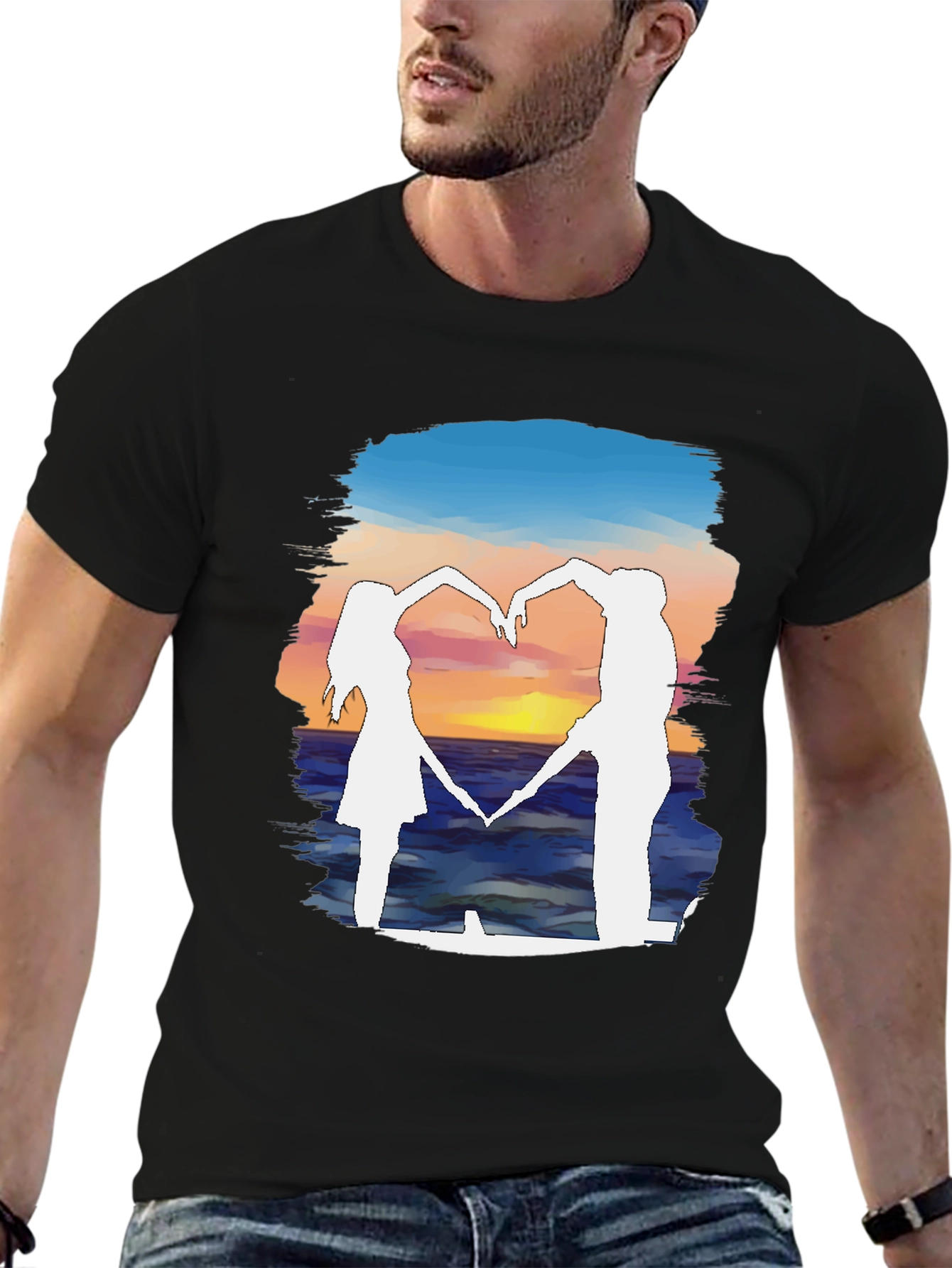 Sunset Heart Silhouette Graphic Tee