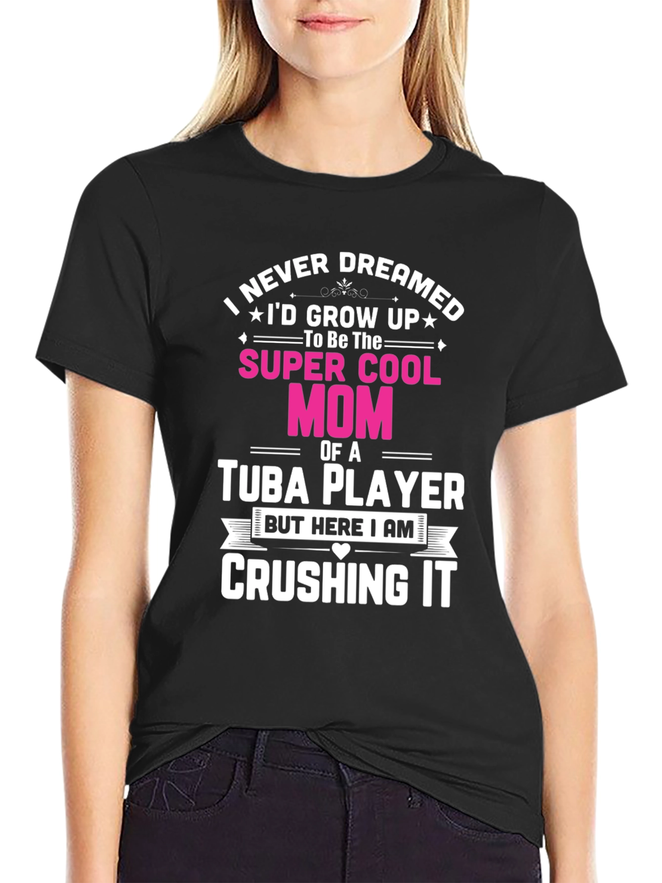 Super Cool Mom Tuba Player Black T-Shirt
