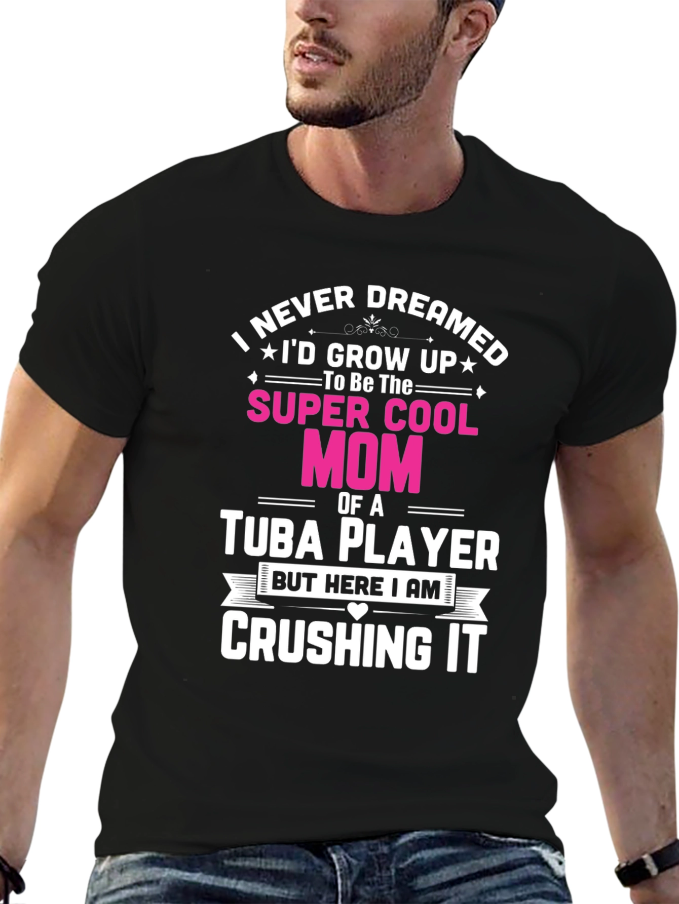Super Cool Mom Tuba Player Black T-Shirt