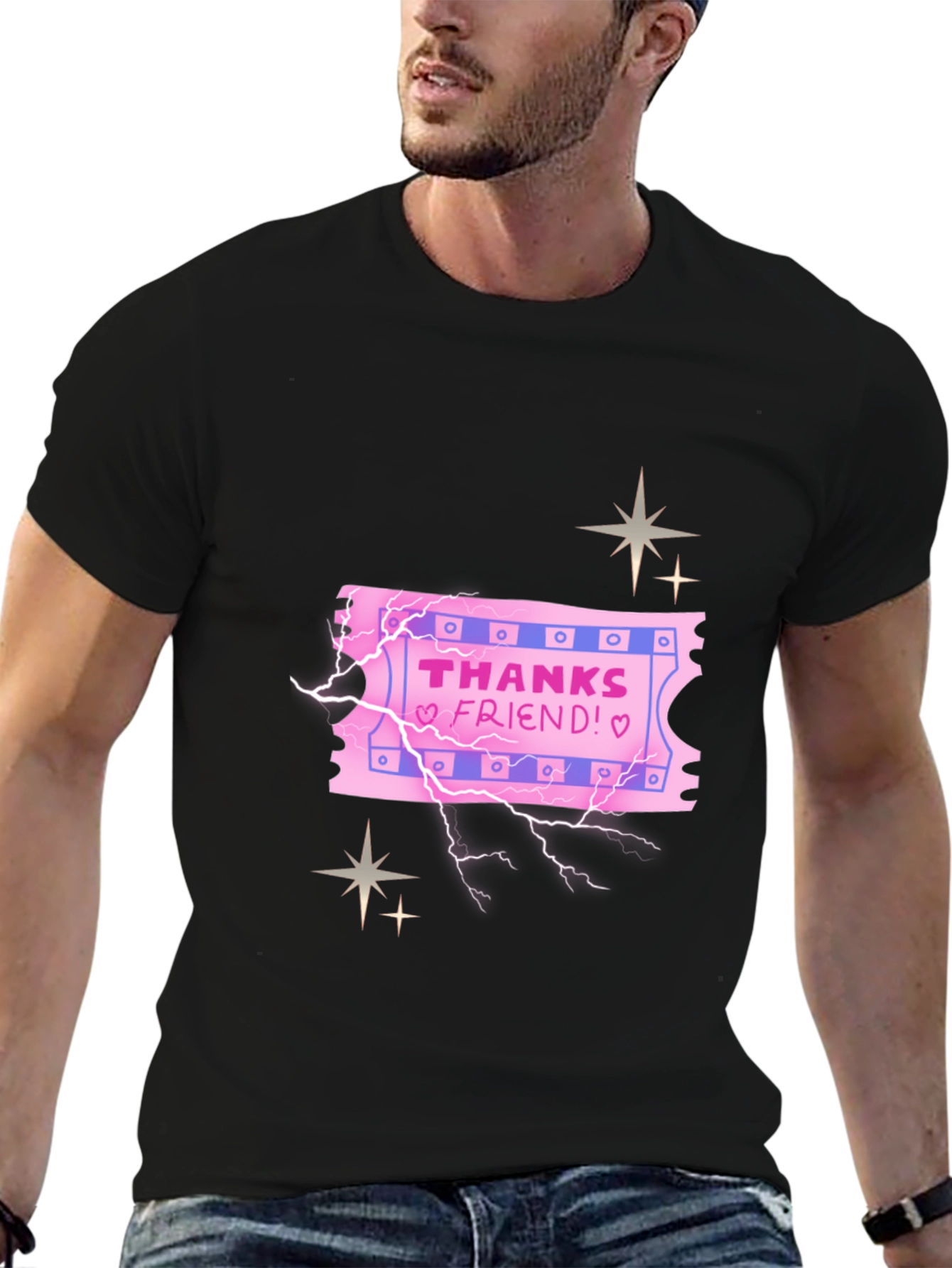 Thanks Friend Graphic Tee - Black