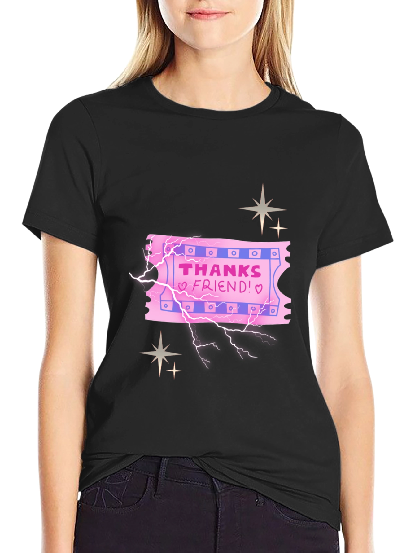 Thanks Friend Graphic Tee - Black
