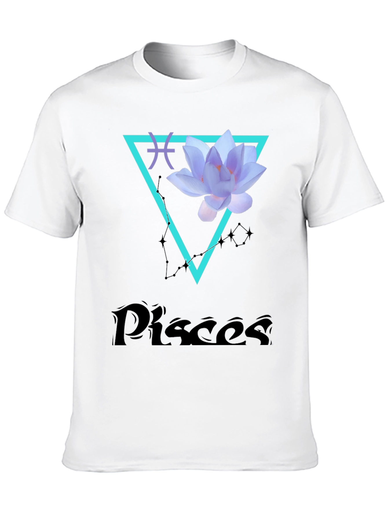 Pisces Zodiac T-Shirt with Lotus Flower Design