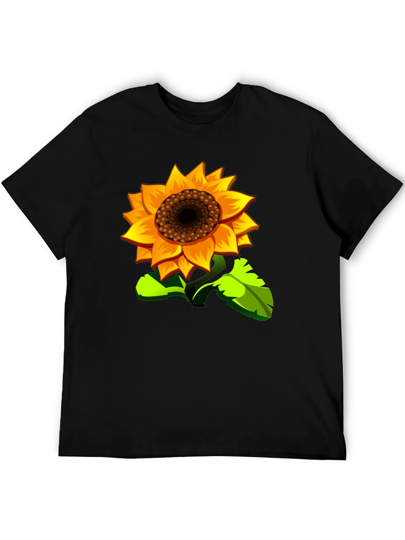 Sunflower Graphic Print Black T-Shirt