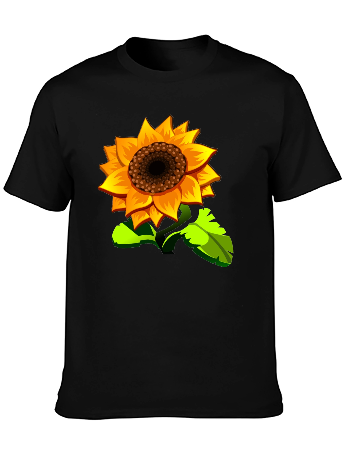Sunflower Graphic Print Black T-Shirt