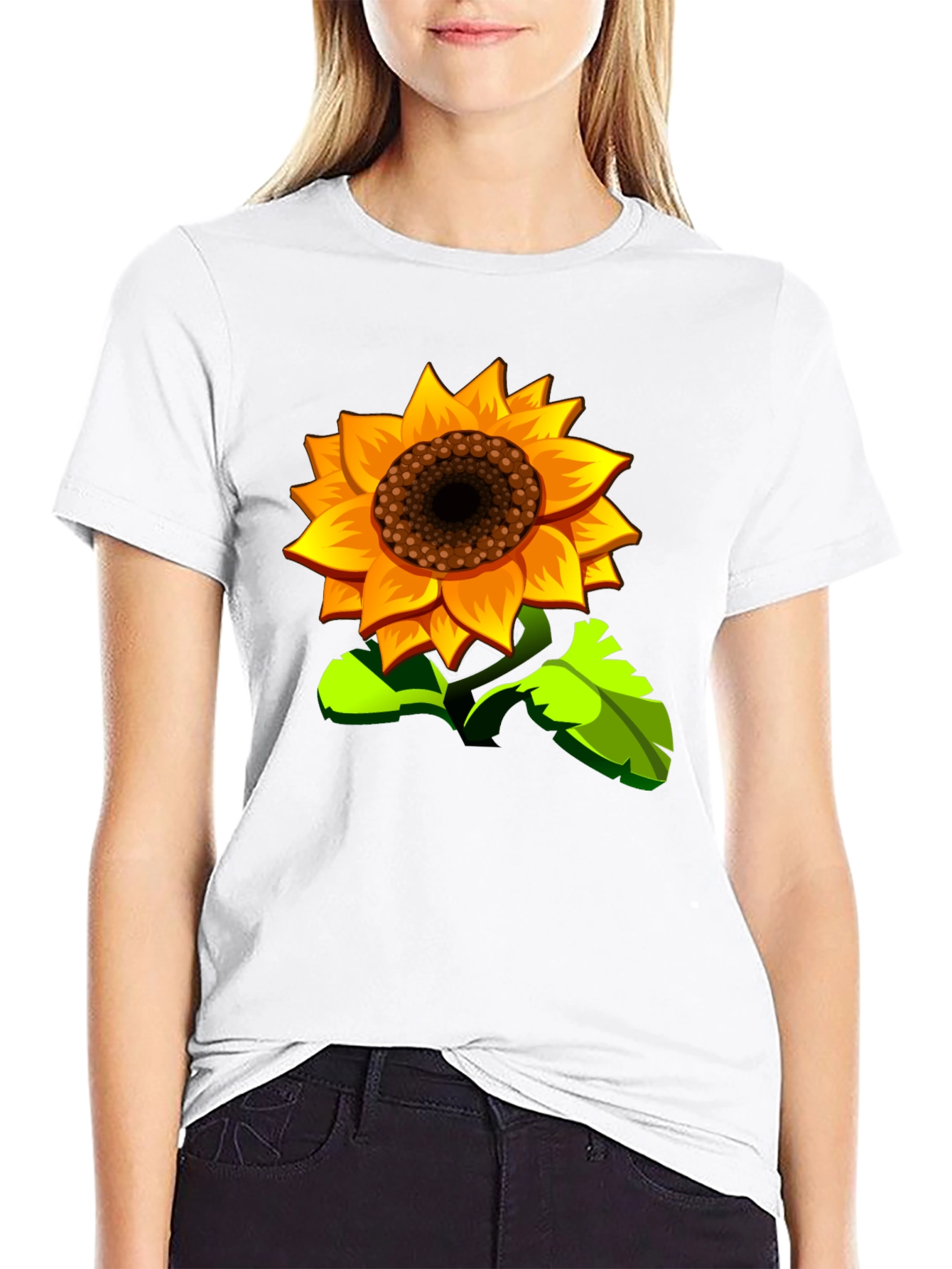 Sunflower Graphic Print Black T-Shirt