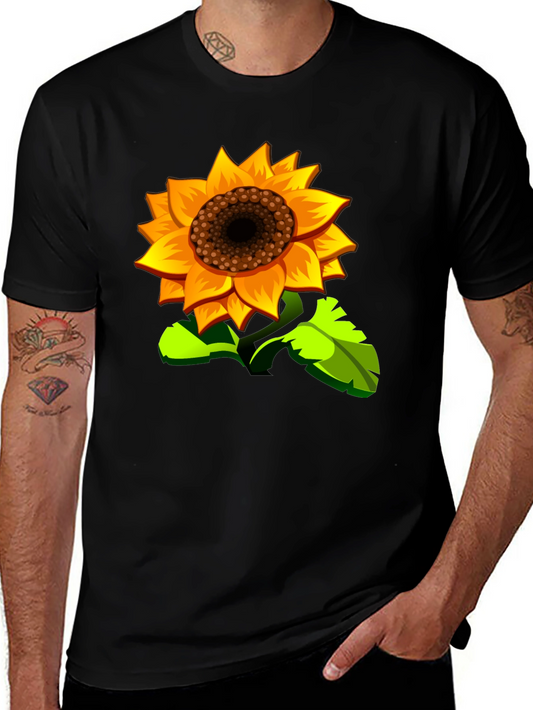 Sunflower Graphic Print Black T-Shirt