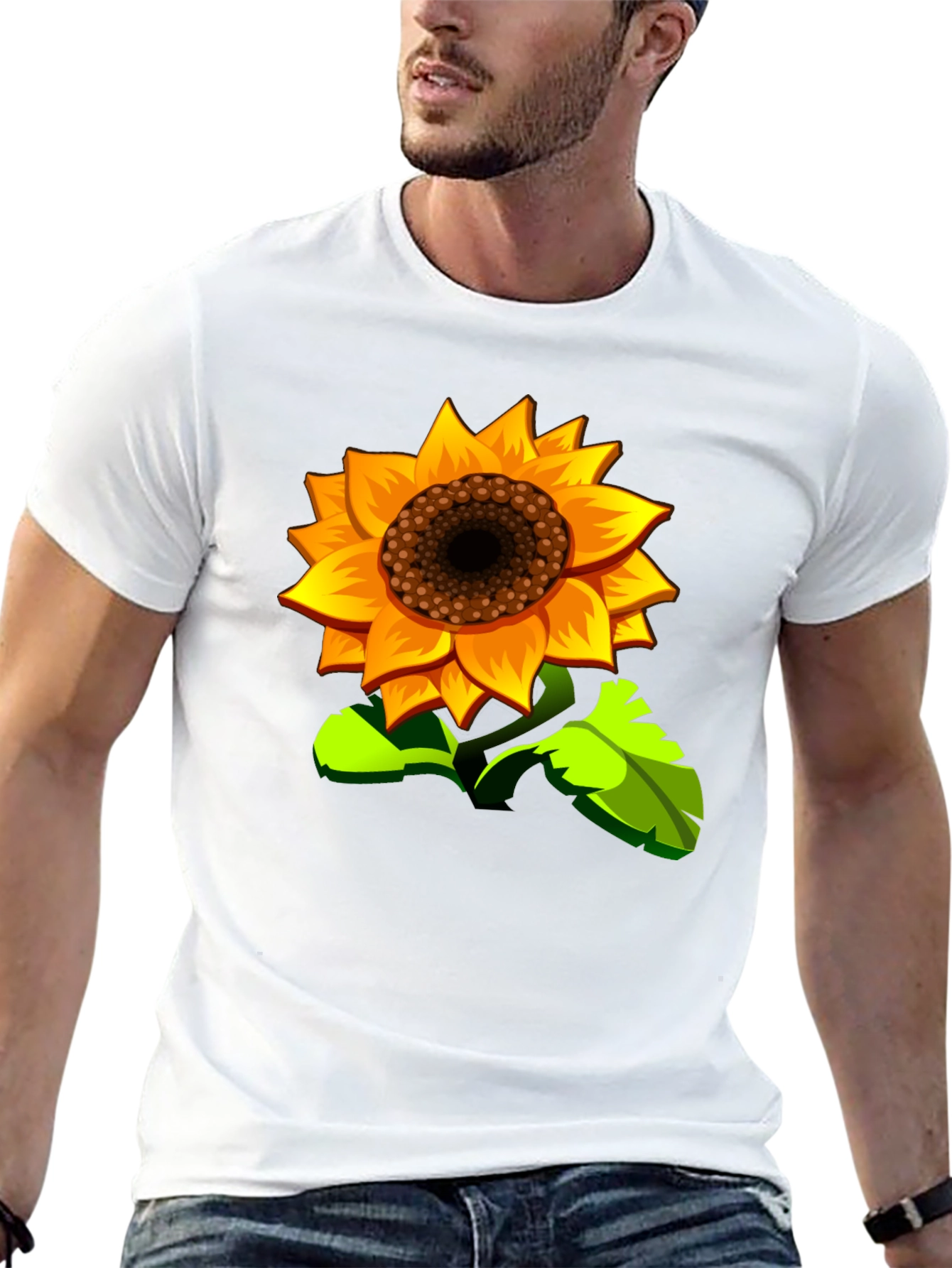 Sunflower Graphic Print Black T-Shirt