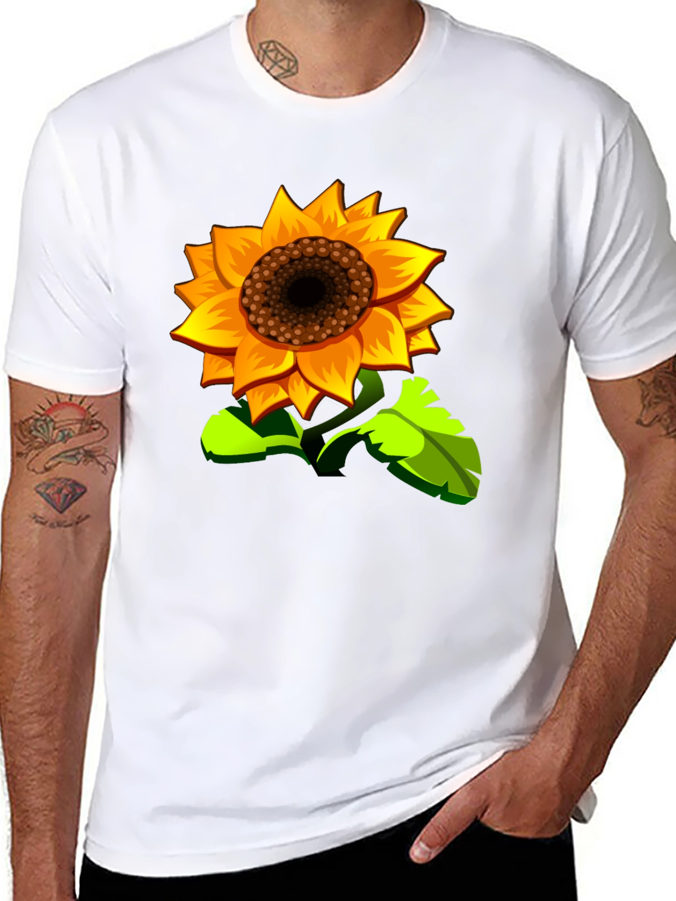 Sunflower Graphic Print Black T-Shirt