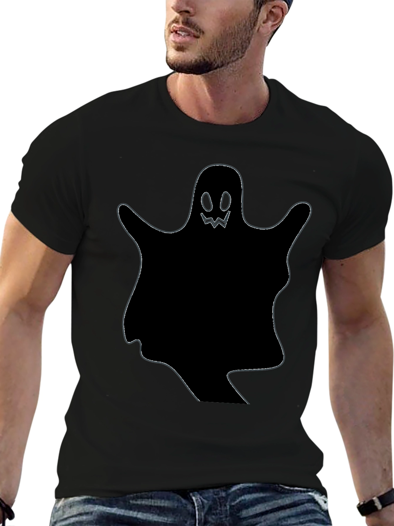 Spooky Ghost Graphic Tee - Halloween Shirt