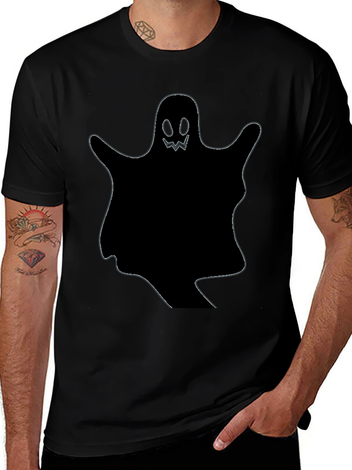 Spooky Ghost Graphic Tee - Halloween Shirt