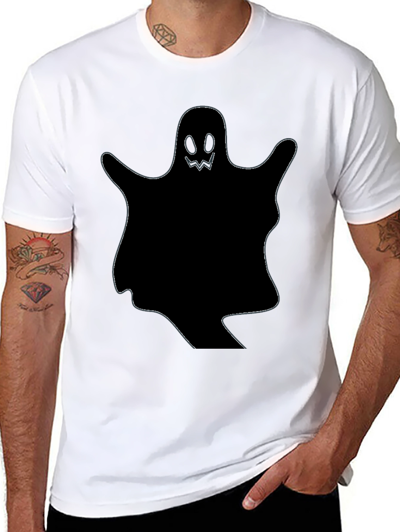 Spooky Ghost Graphic Tee - Halloween Shirt