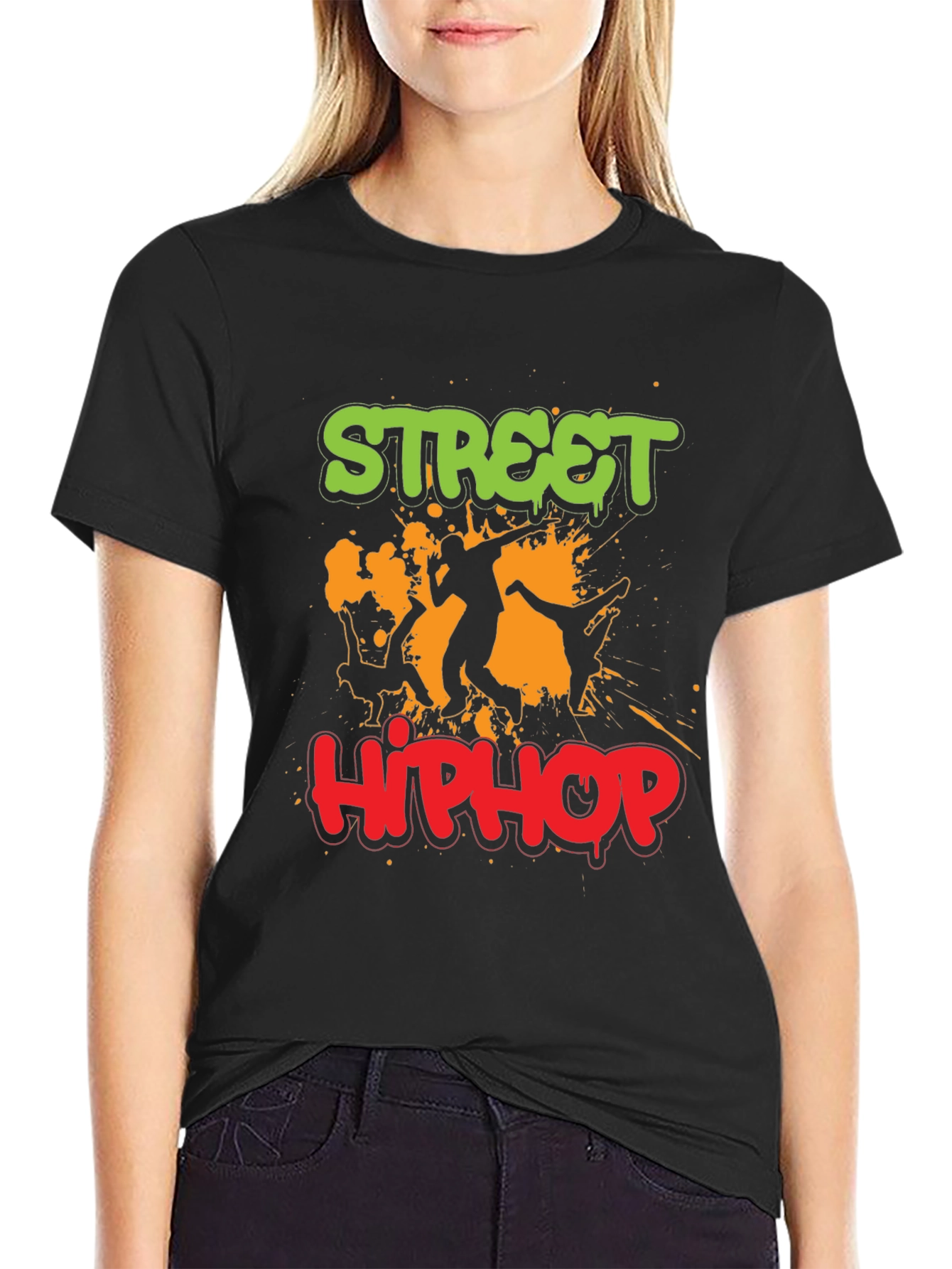 Street Hip Hop Graphic Tee - Black Cotton T-Shirt