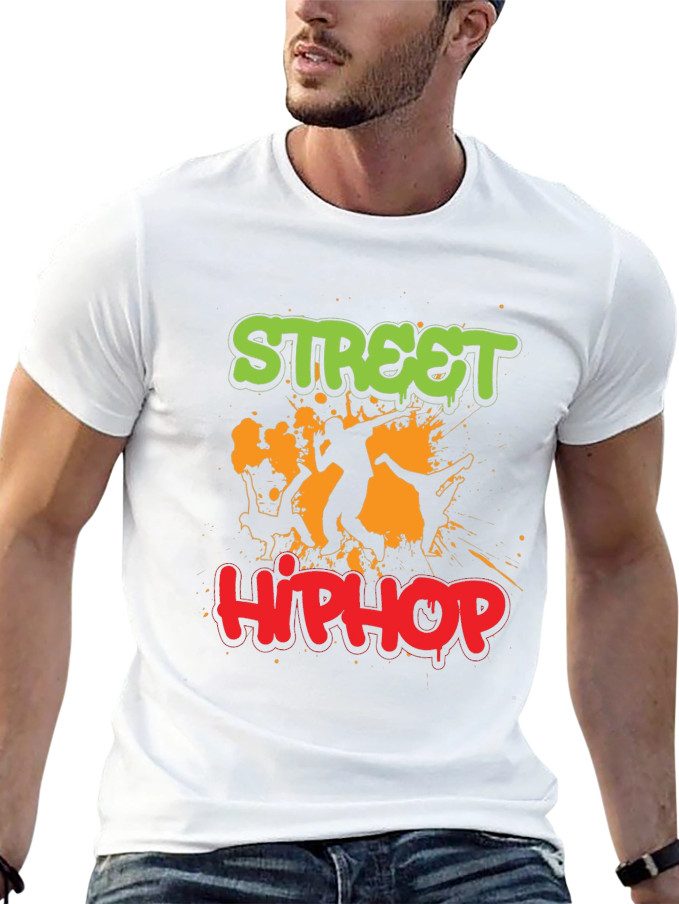 Street Hip Hop Graphic Tee - Black Cotton T-Shirt