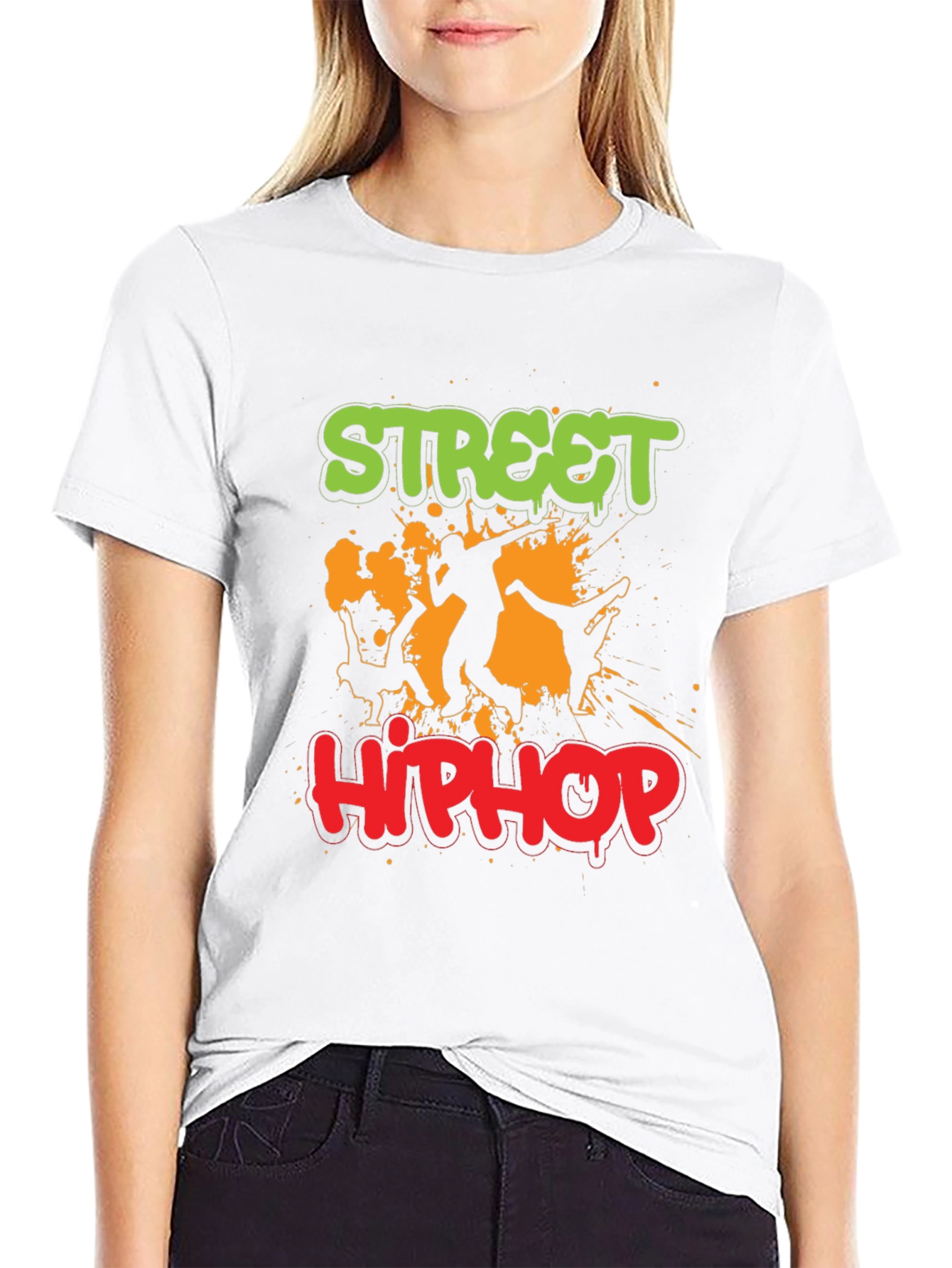 Street Hip Hop Graphic Tee - Black Cotton T-Shirt