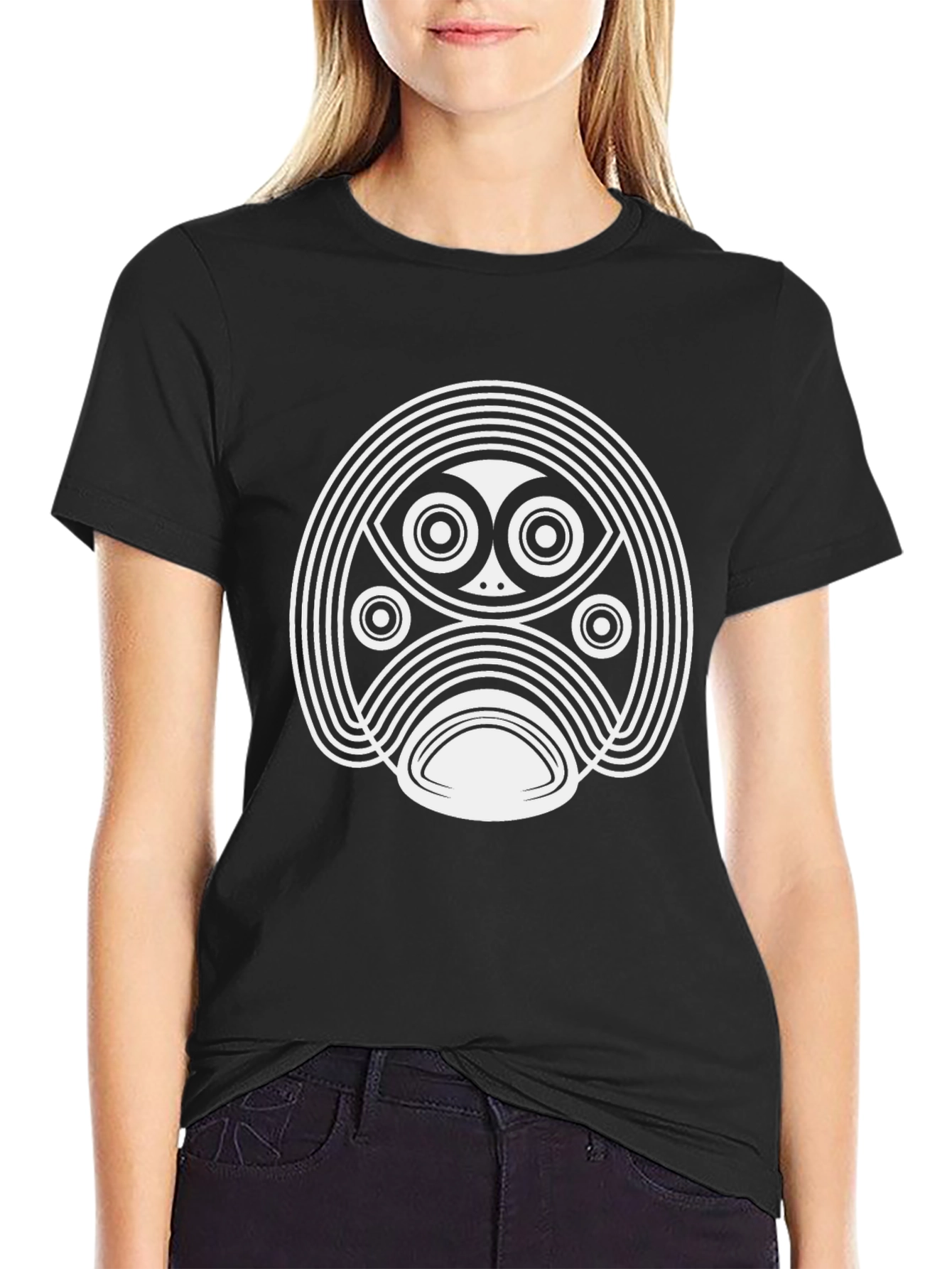 Abstract Graphic Tee - Stylish Black Cotton Shirt