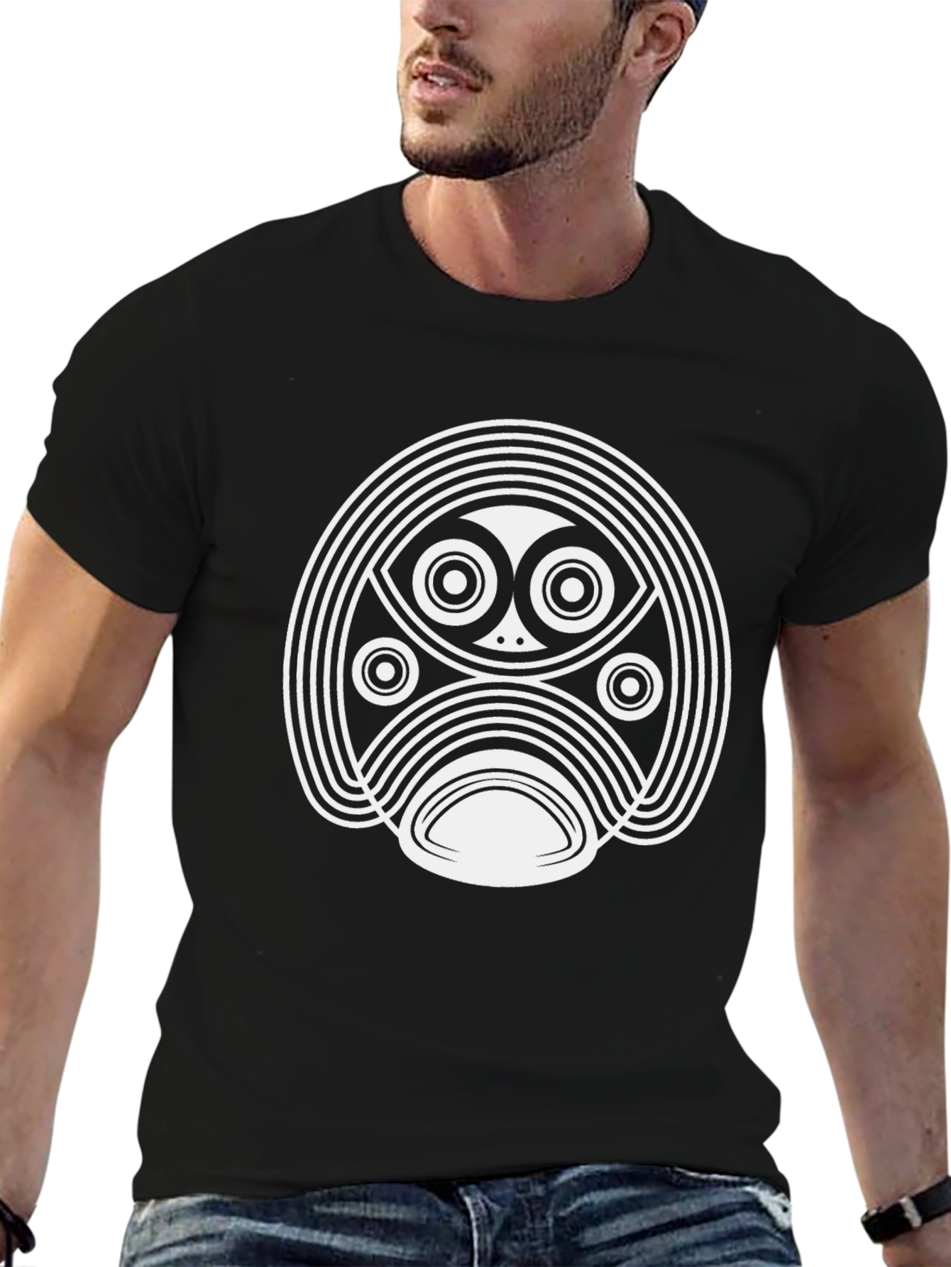 Abstract Graphic Tee - Stylish Black Cotton Shirt