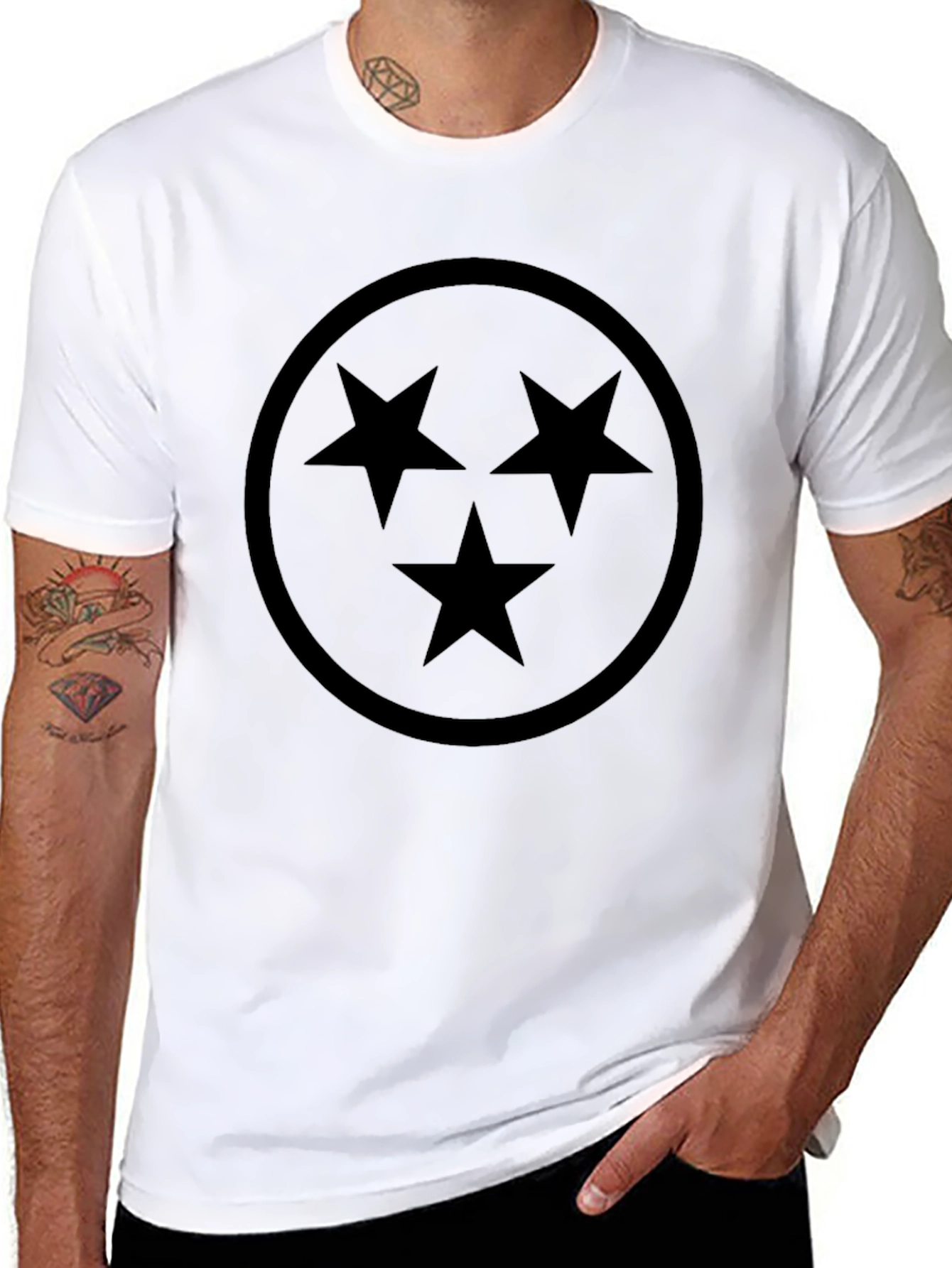 Three Star Black Graphic Tee