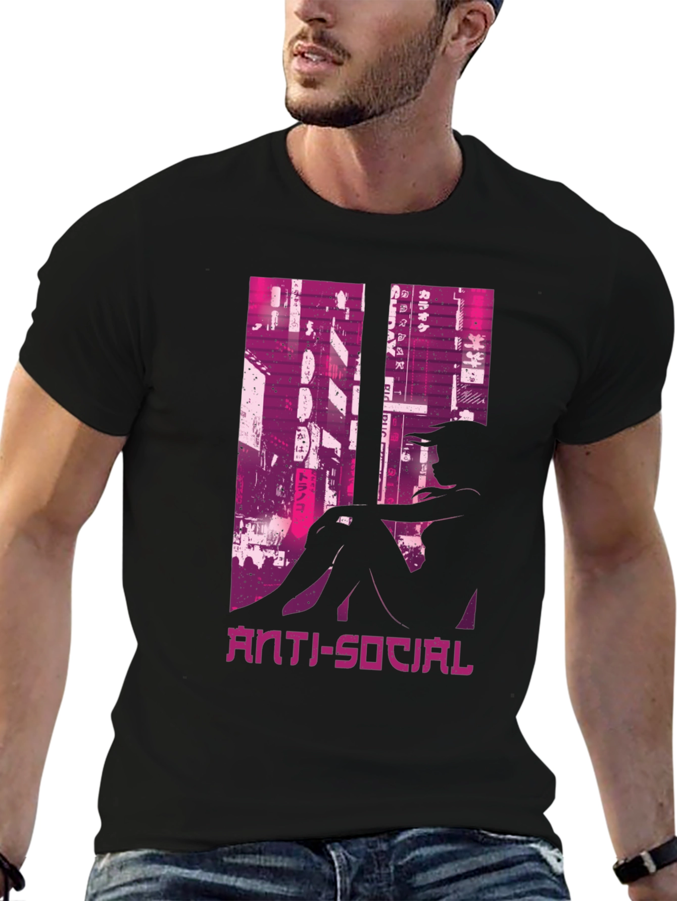 Anti-Social Cityscape Graphic Tee - Black
