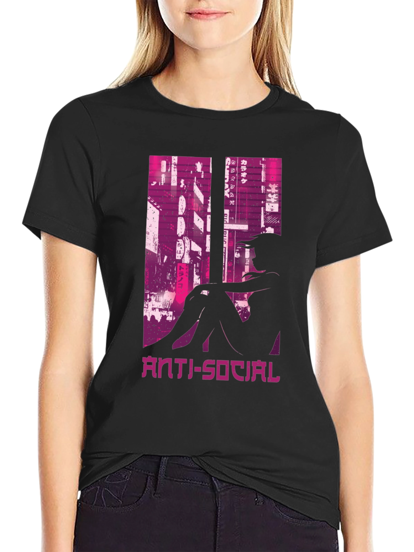 Anti-Social Cityscape Graphic Tee - Black