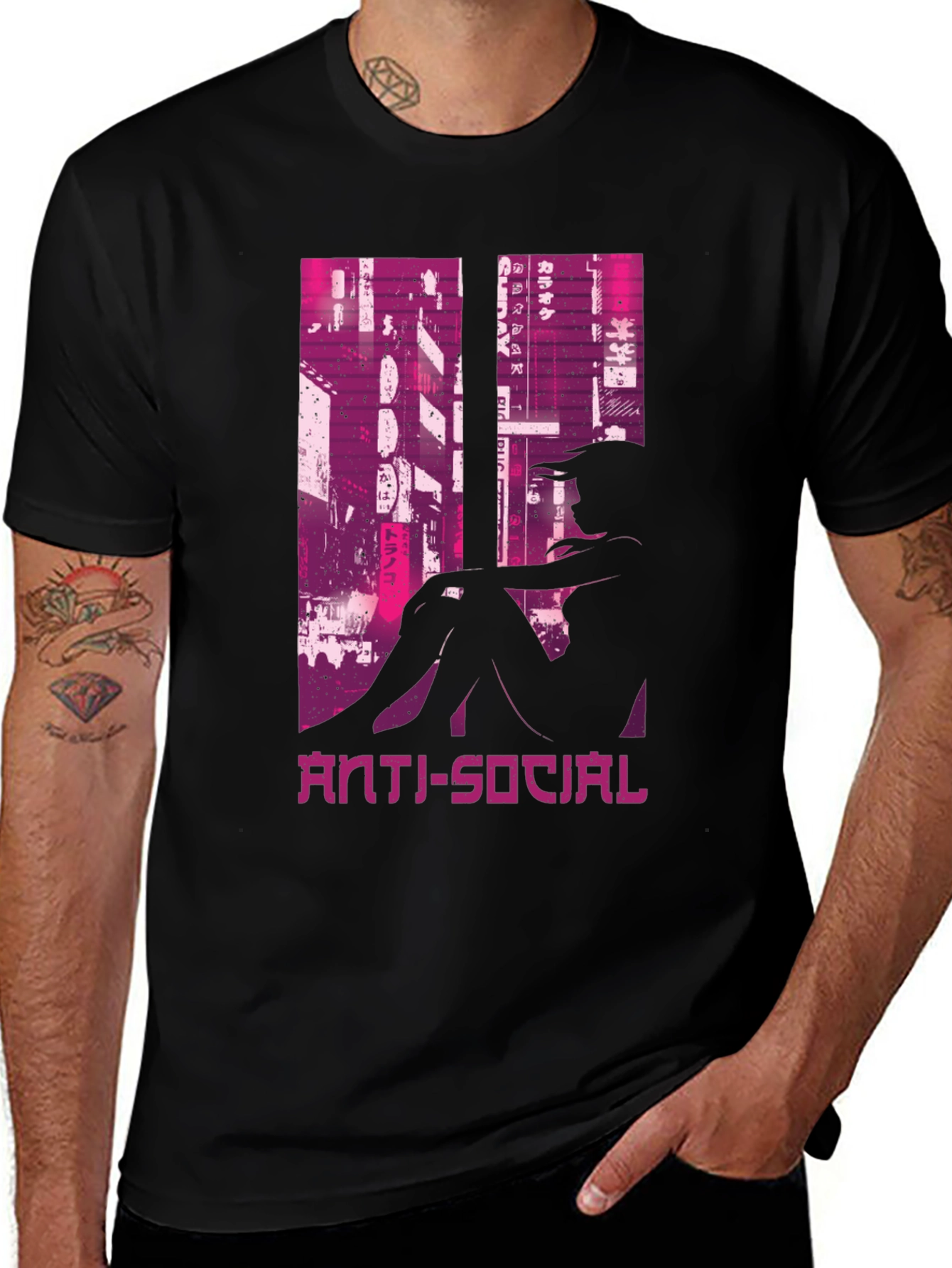 Anti-Social Cityscape Graphic Tee - Black