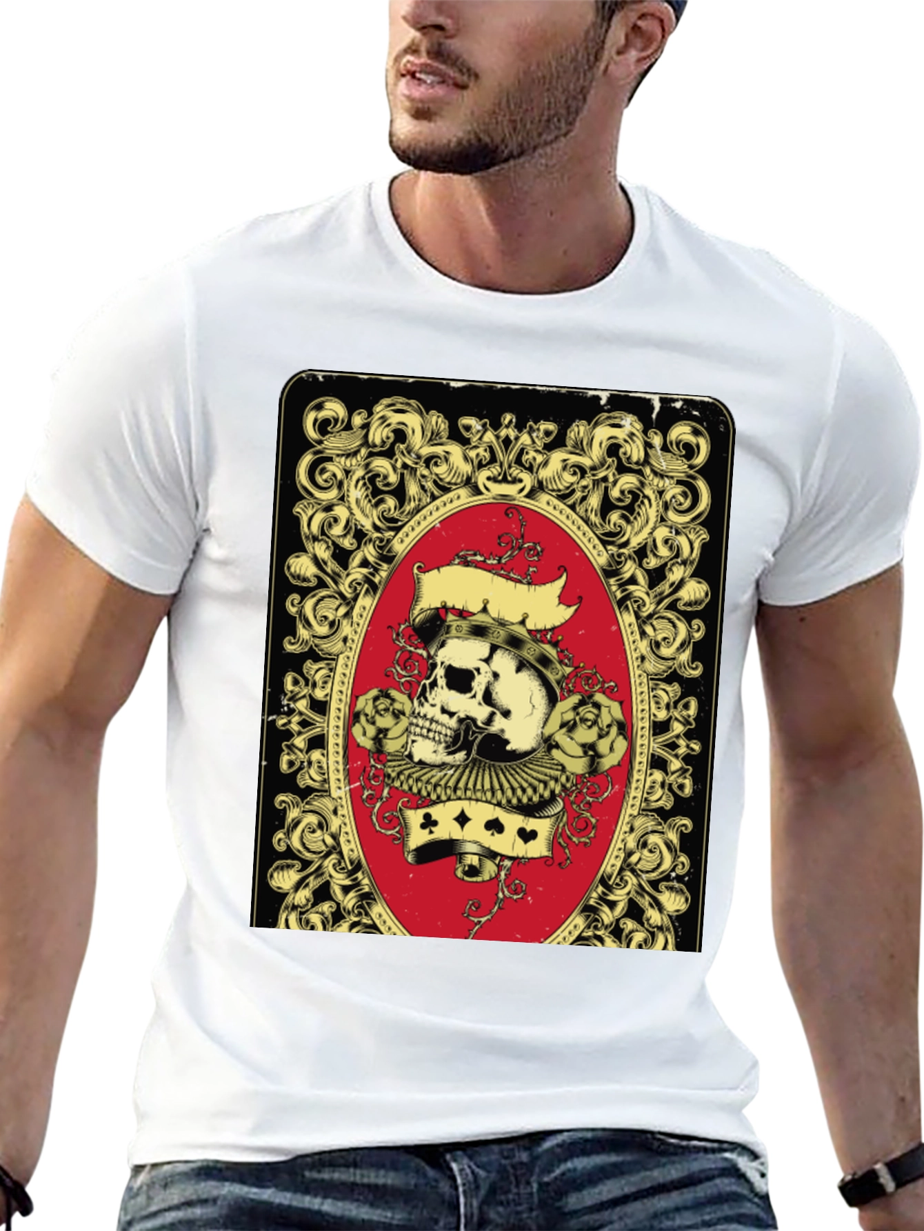 Skull Playing Card Graphic T-Shirt