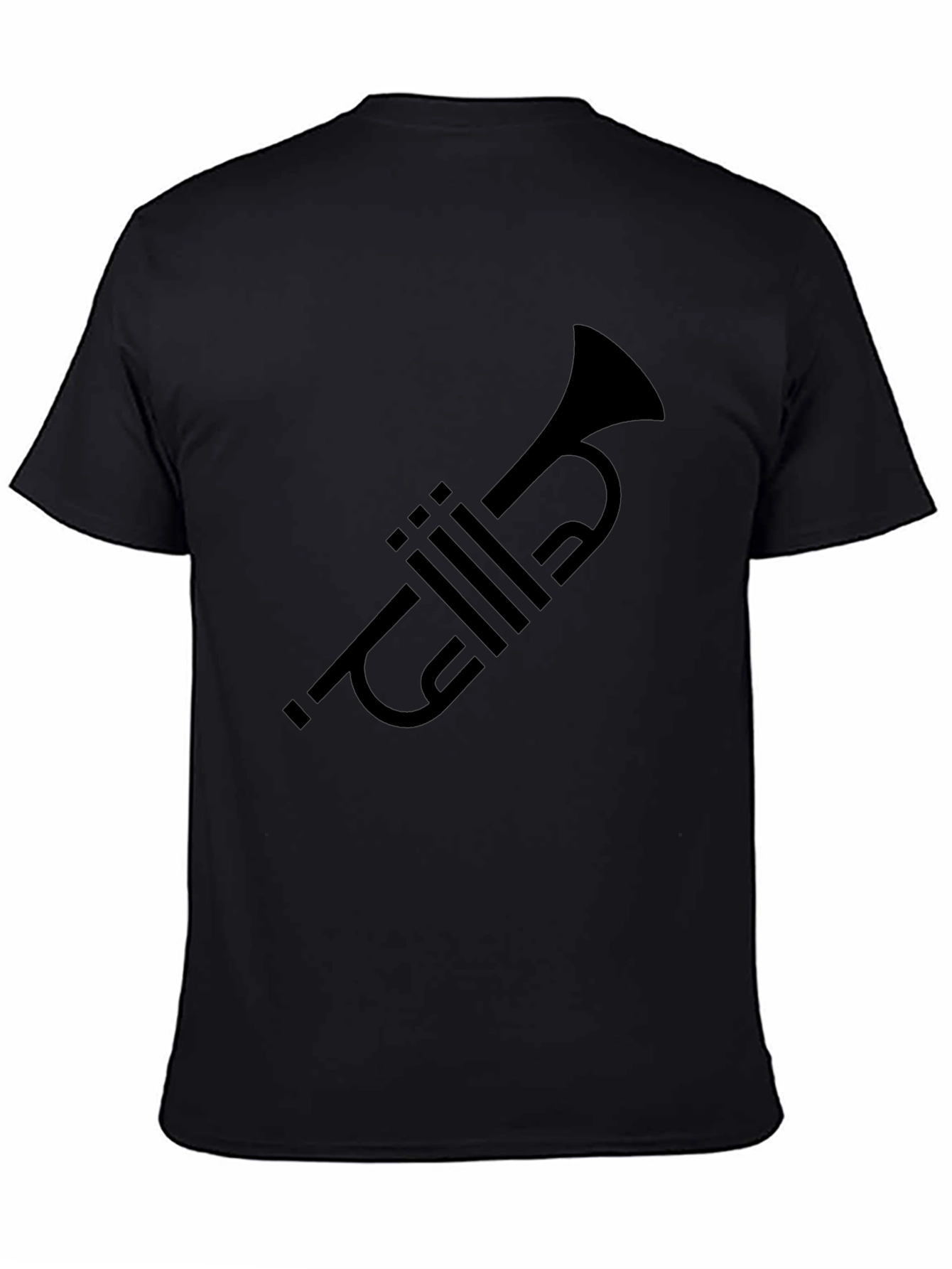 Trumpet Graphic Tee - Black Cotton Musician T-Shirt