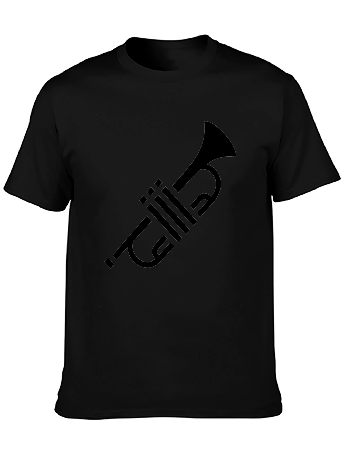 Trumpet Graphic Tee - Black Cotton Musician T-Shirt