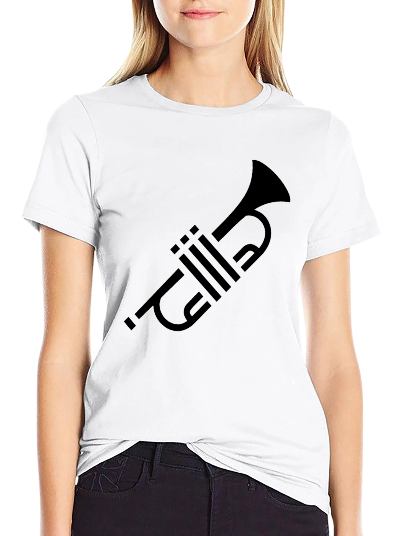 Trumpet Graphic Tee - Black Cotton Musician T-Shirt